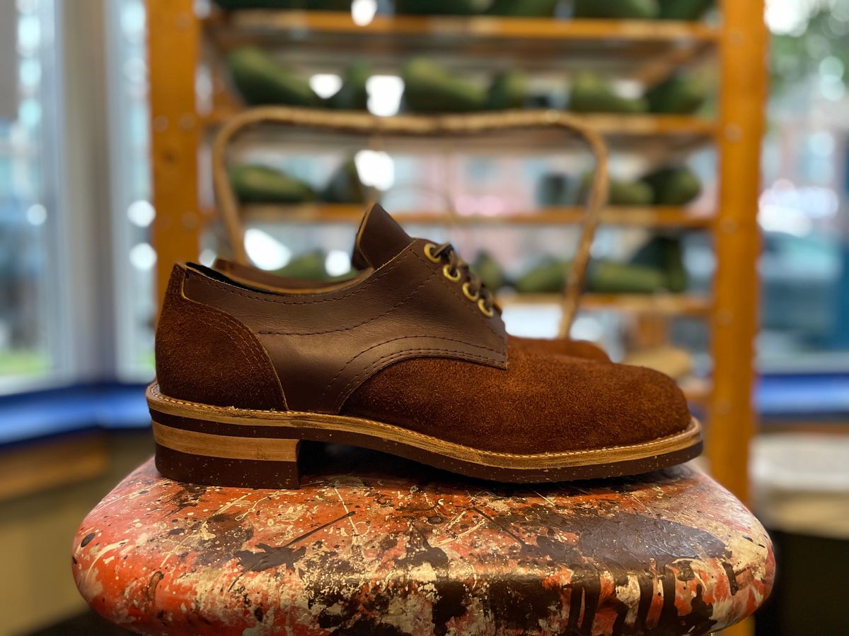 Photo by powerserge on November 5, 2022 of the Self-Made Work Oxford in LaBelle Supply Walnut Oil Tanned Loggertan.