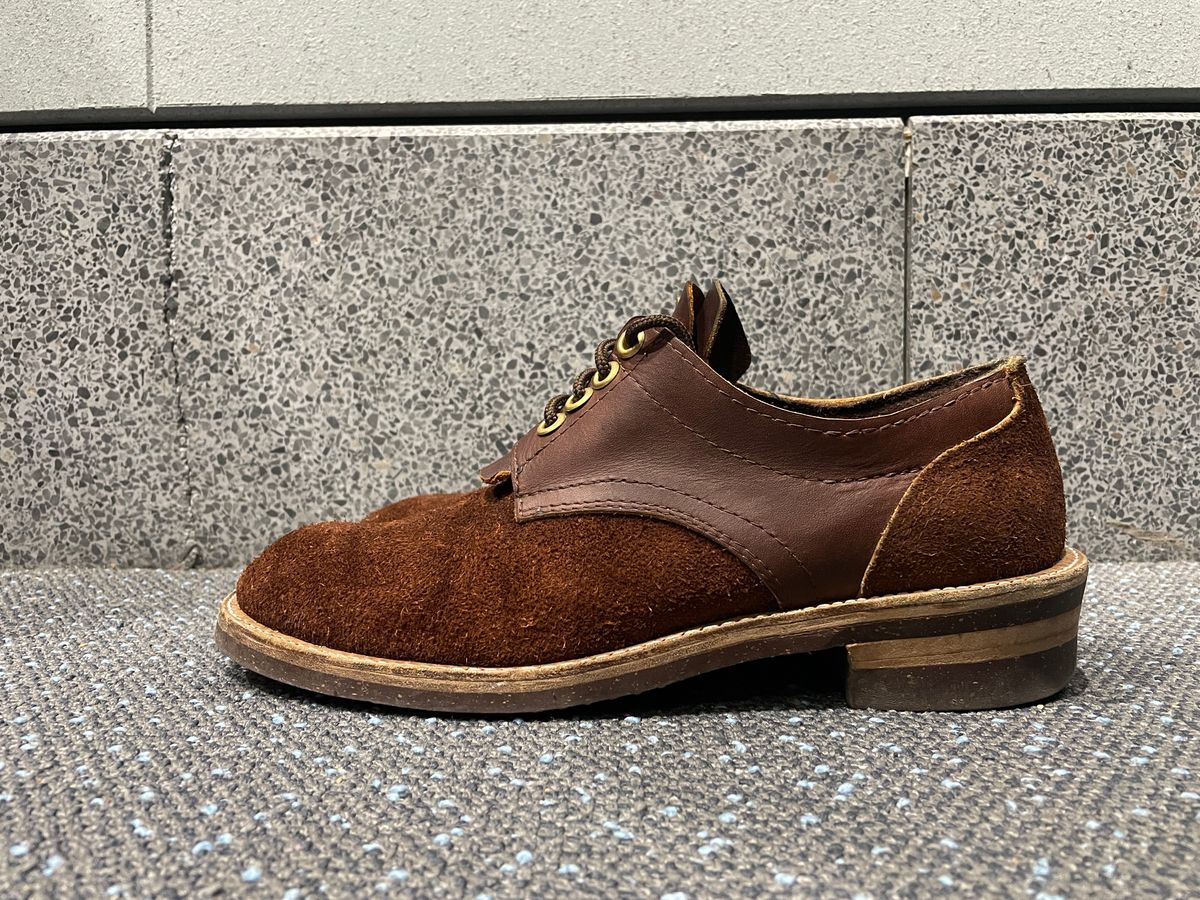Photo by powerserge on January 6, 2023 of the Self-Made Work Oxford in LaBelle Supply Walnut Oil Tanned Loggertan.