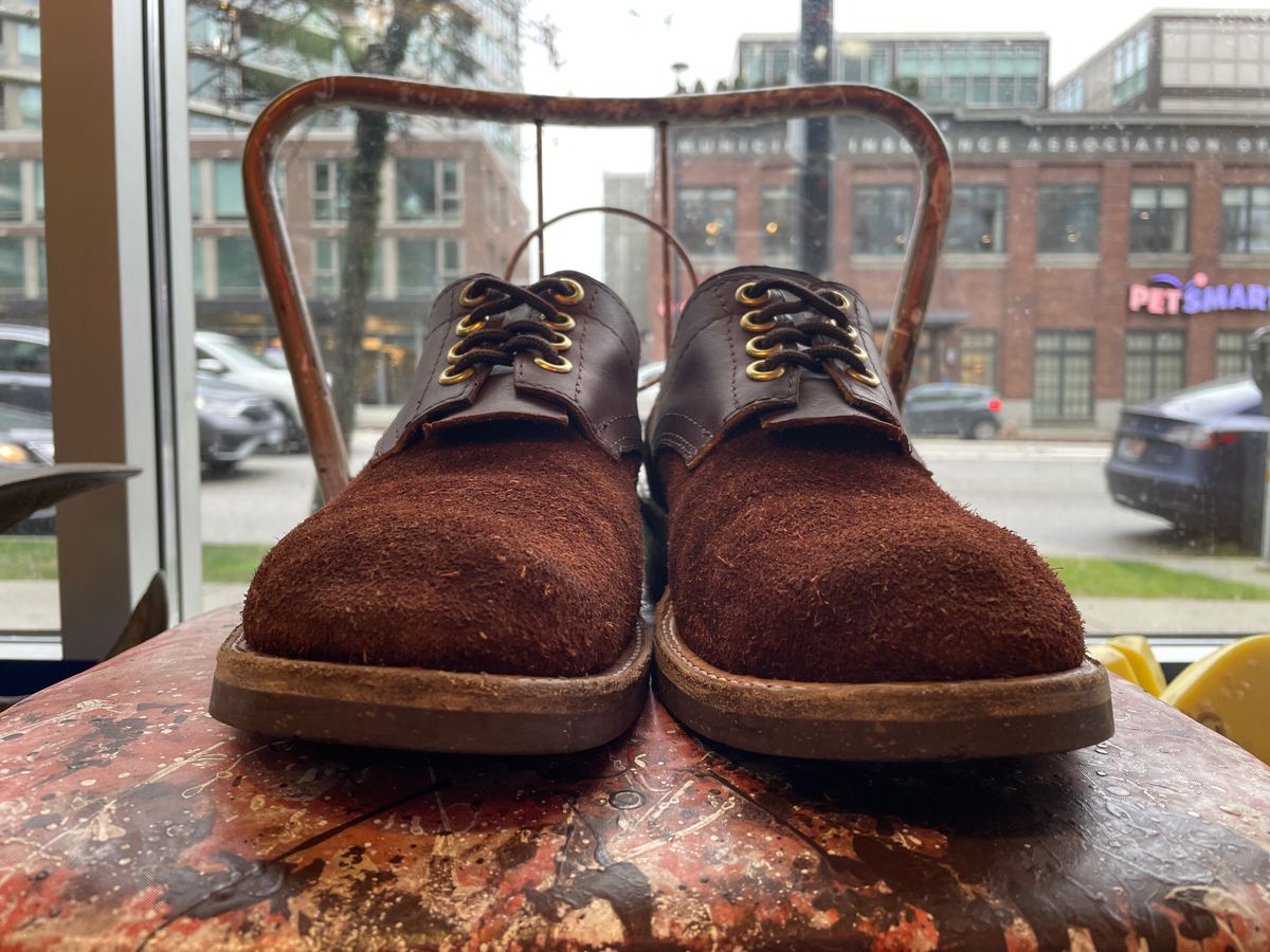 Photo by powerserge on February 5, 2023 of the Self-Made Work Oxford in LaBelle Supply Walnut Oil Tanned Loggertan.