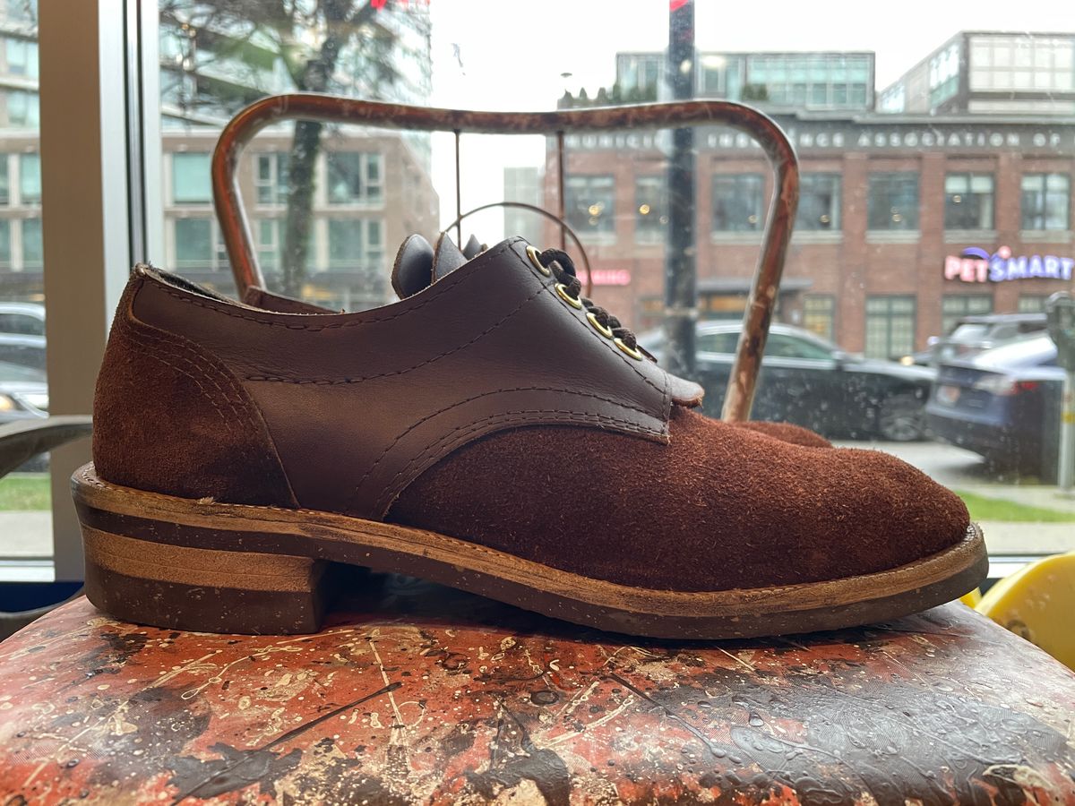 Photo by powerserge on February 5, 2023 of the Self-Made Work Oxford in LaBelle Supply Walnut Oil Tanned Loggertan.