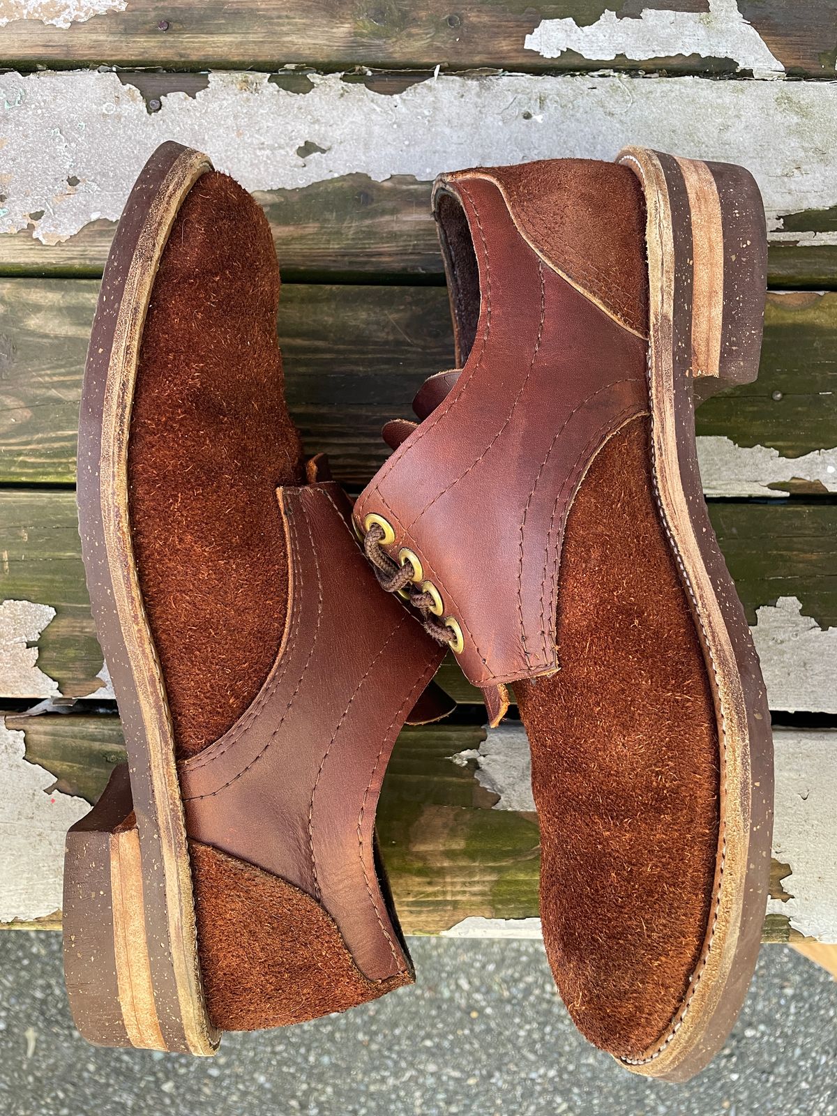 Photo by powerserge on April 1, 2023 of the Self-Made Work Oxford in LaBelle Supply Walnut Oil Tanned Loggertan.