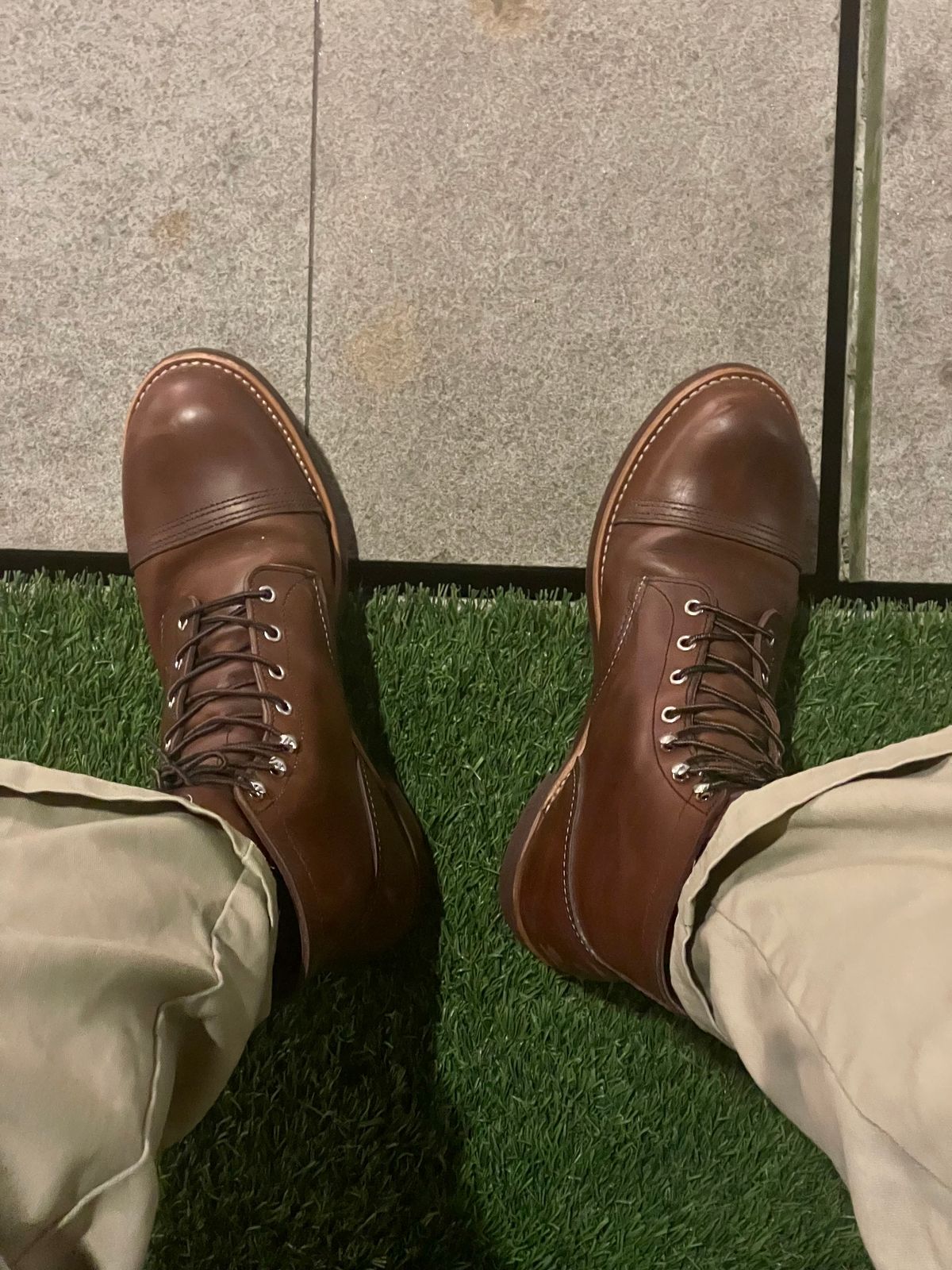 Photo by waxysmooth on March 28, 2023 of the Red Wing Iron Ranger in S.B. Foot Amber Harness.