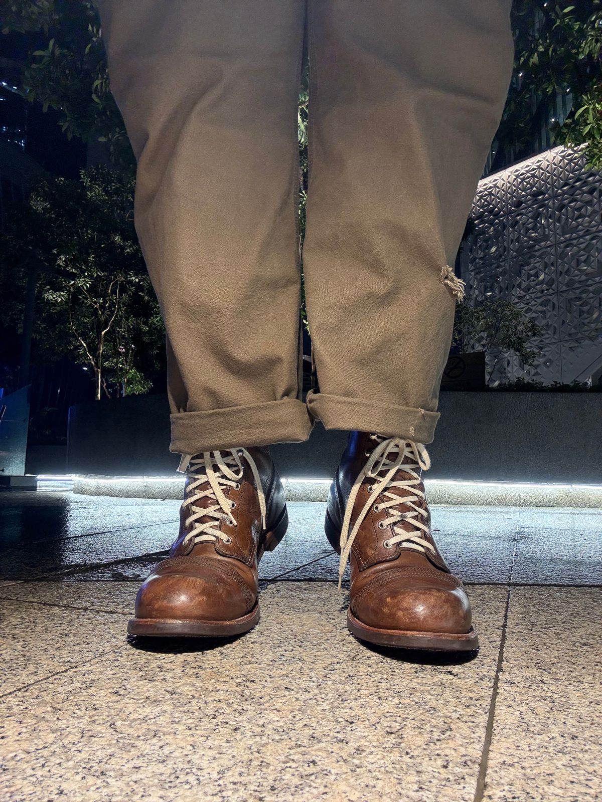 Photo by waxysmooth on January 15, 2025 of the Red Wing Iron Ranger in S.B. Foot Amber Harness.