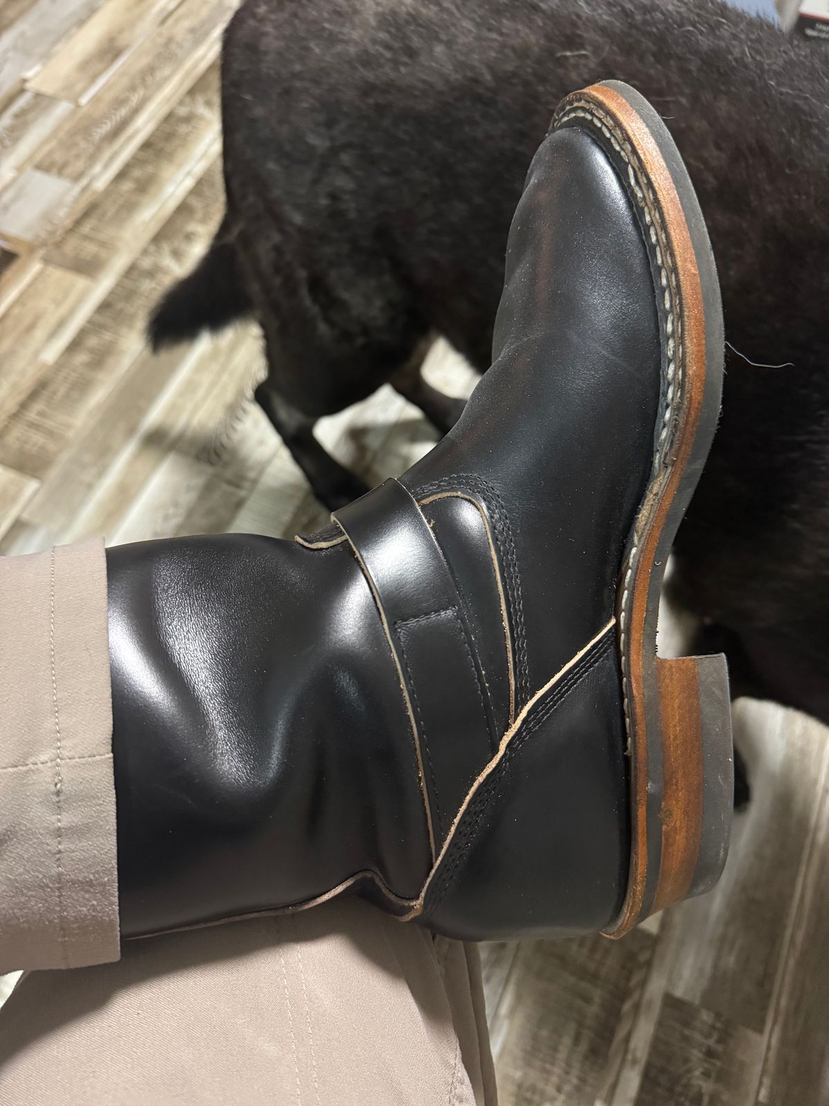 Photo by Shannmoody on July 31, 2025 of the White's Nomad Engineer Boots in Horween Black Chromexcel.