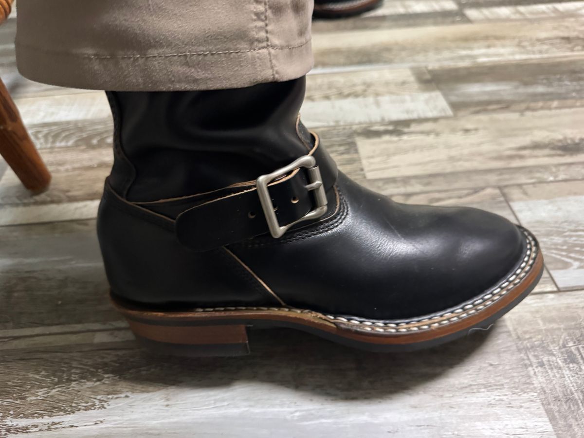 Photo by Shannmoody on July 25, 2025 of the White's Nomad Engineer Boots in Horween Black Chromexcel.