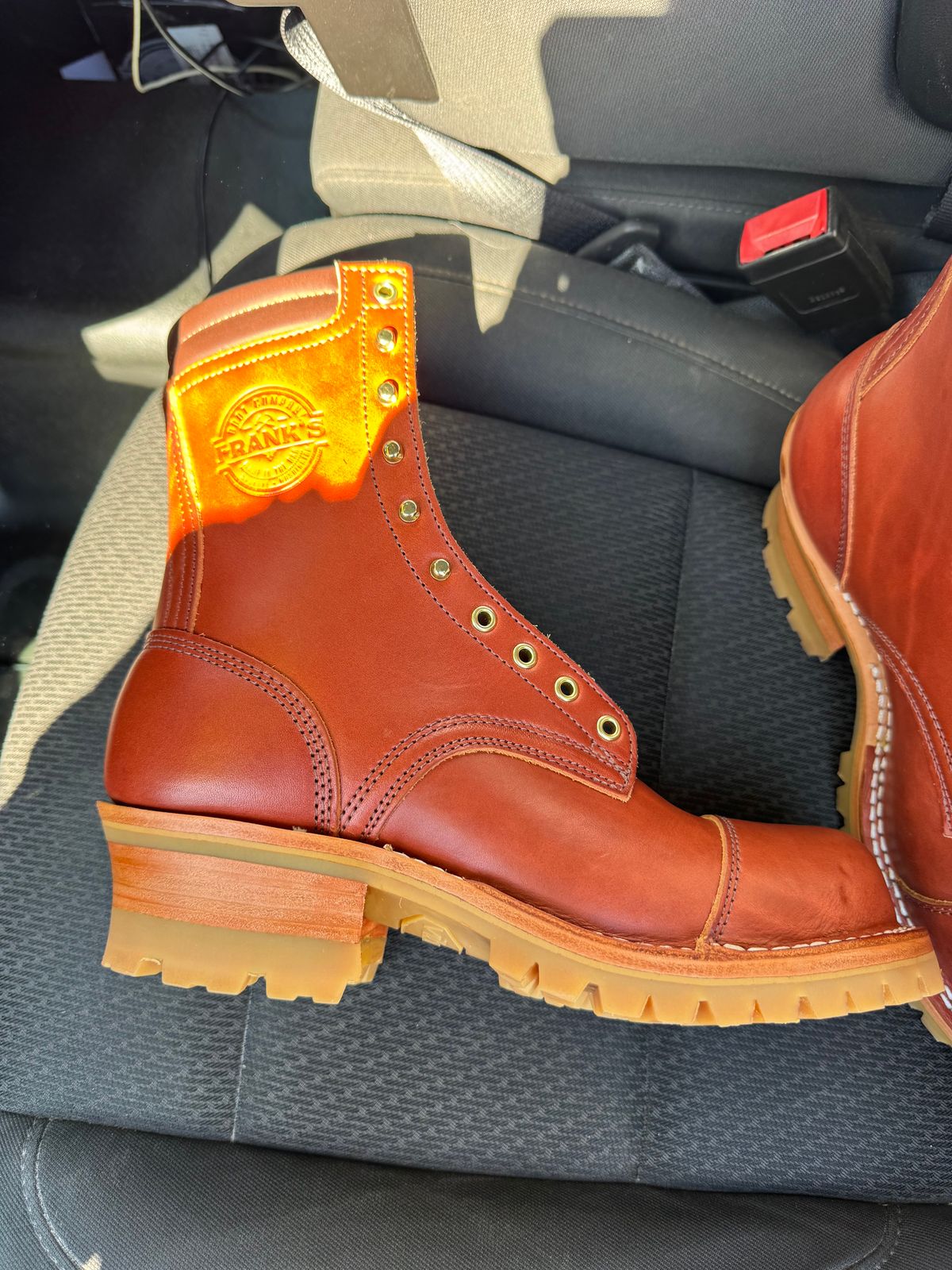 Photo by Shannmoody on October 24, 2025 of the Frank's Boots Type 2 Highlander in Wickett & Craig Chestnut English Bridle.