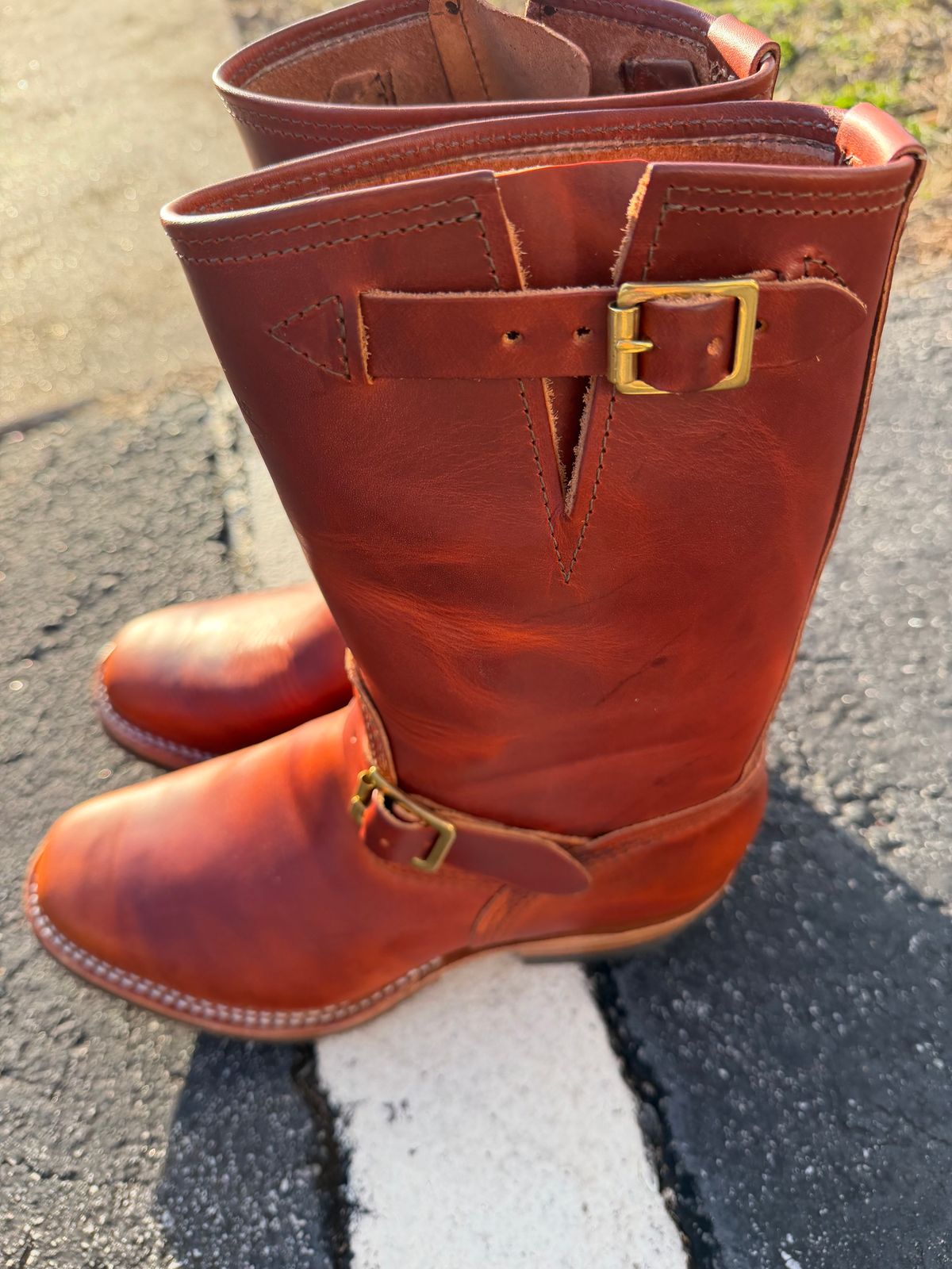 Photo by Shannmoody on January 5, 2026 of the Wesco Mister Lou in Wickett & Craig Tan Oiled Latigo.