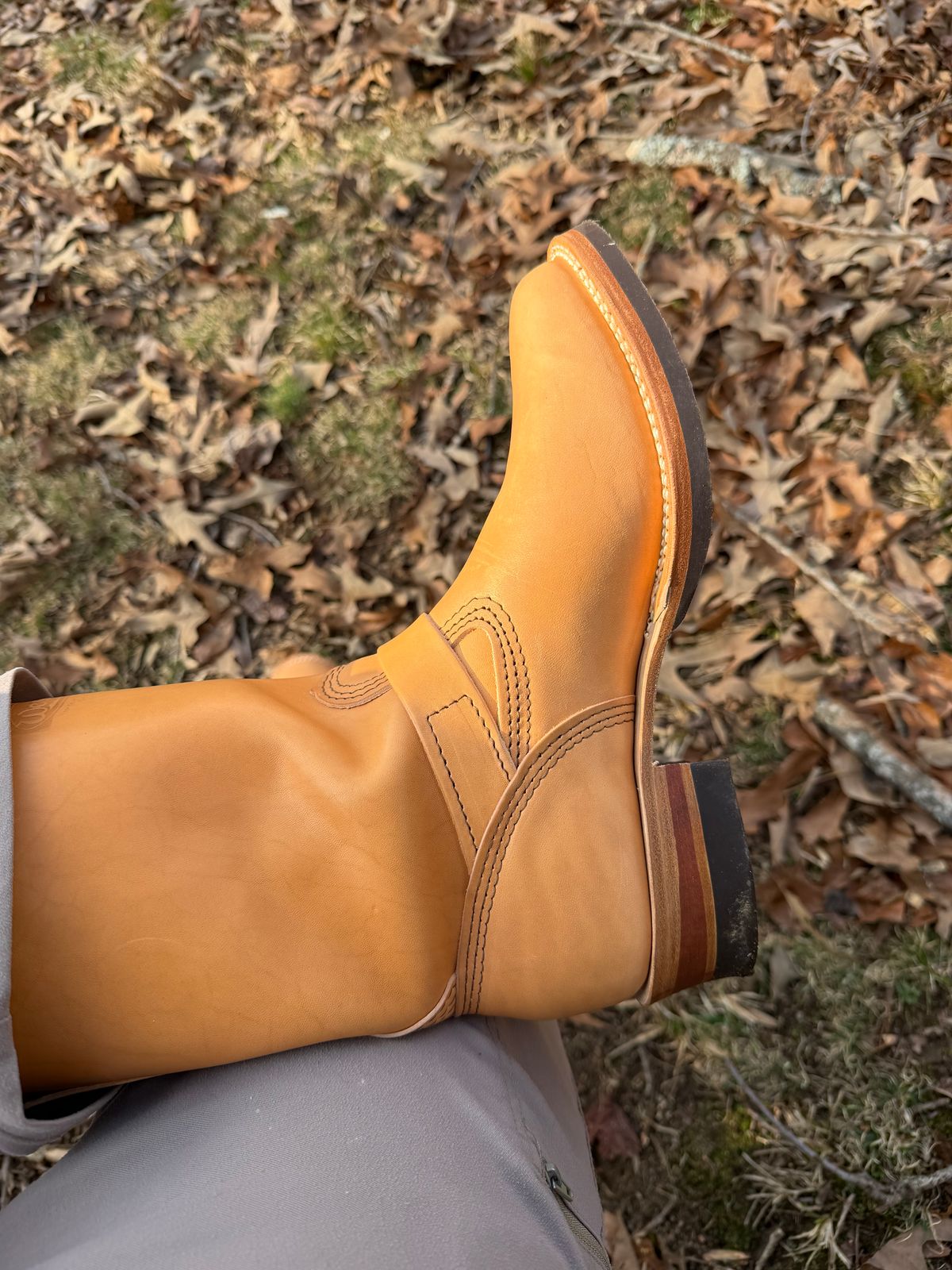 Photo by Shannmoody on February 19, 2026 of the Wesco Mister Lou in Maryam Italian Vachetta Natural Horsebutt.