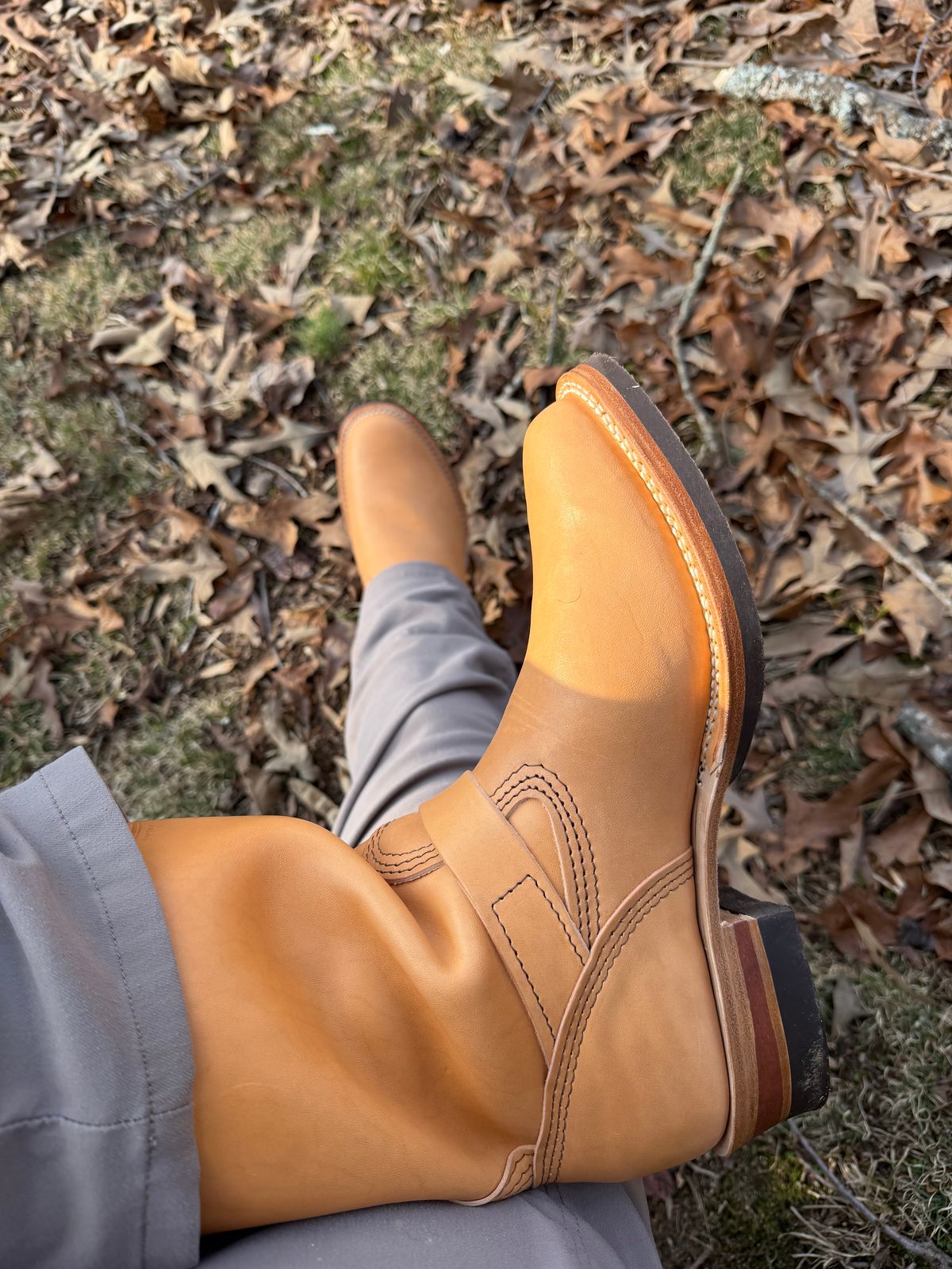 Photo by Shannmoody on February 19, 2026 of the Wesco Mister Lou in Maryam Italian Vachetta Natural Horsebutt.