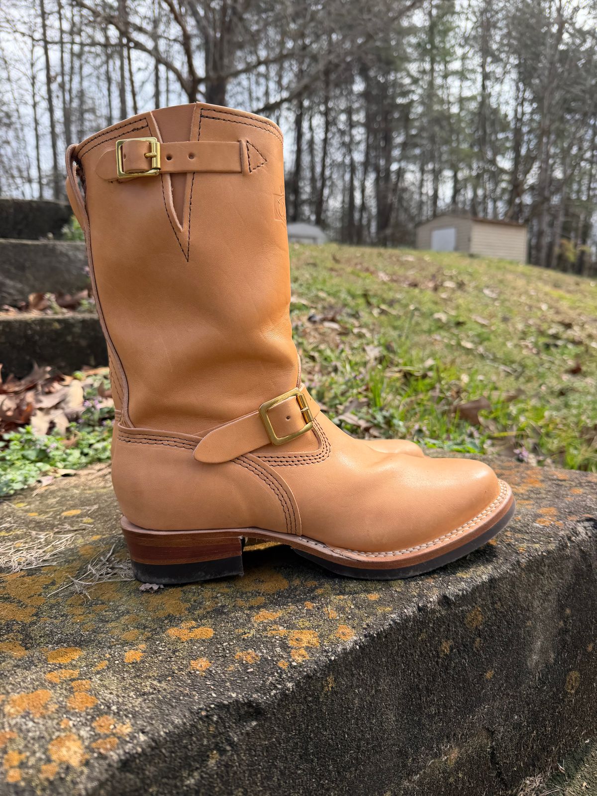 Photo by Shannmoody on February 21, 2026 of the Wesco Mister Lou in Maryam Italian Vachetta Natural Horsebutt.