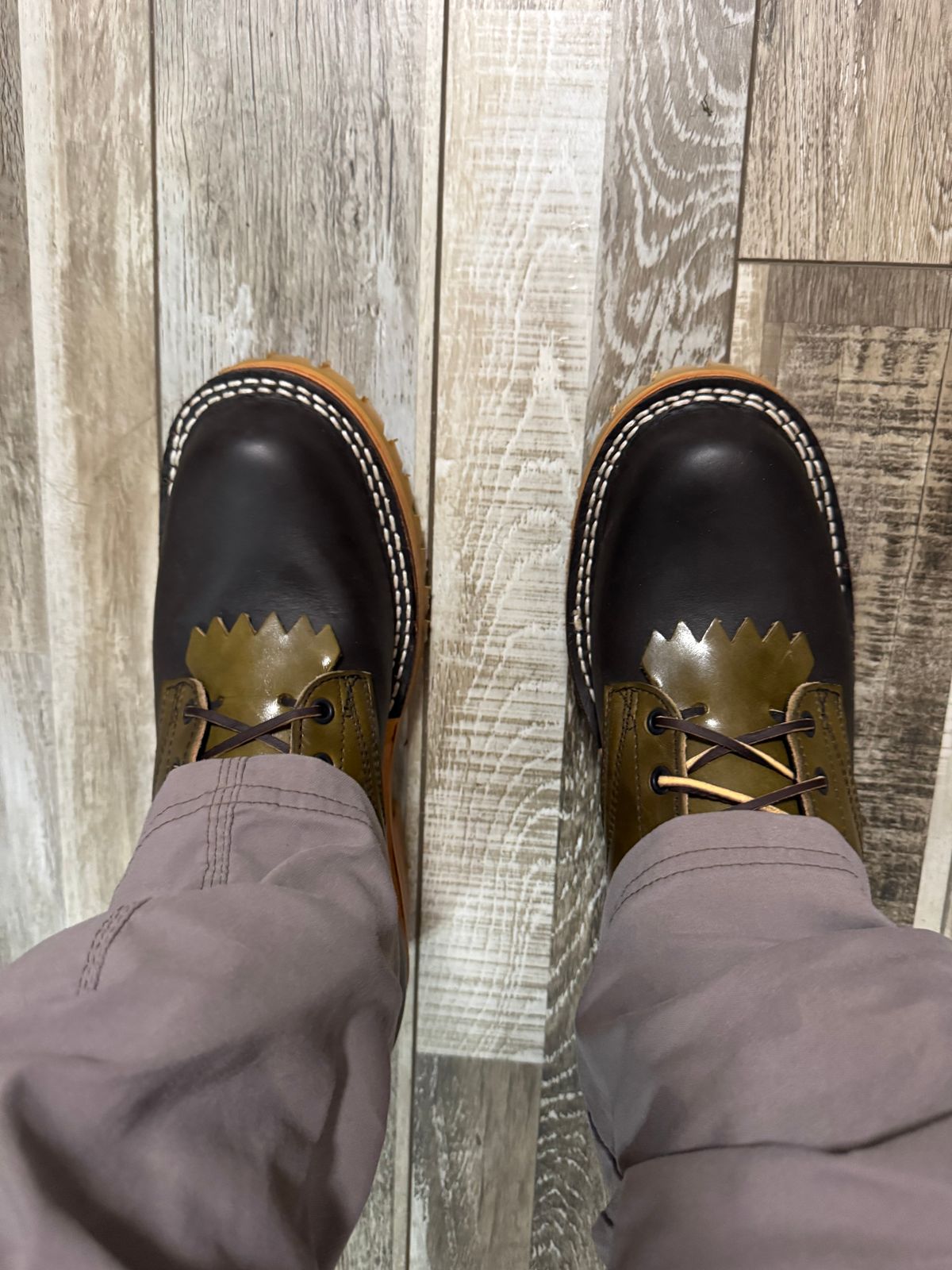 Photo by Shannmoody on October 10, 2025 of the Frank's Boots Royal Commander in Mocha/ Olive Harness.