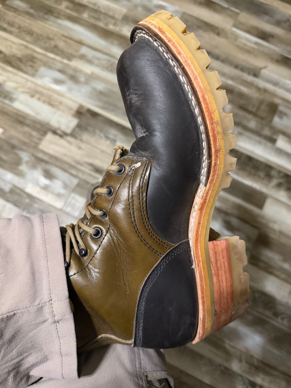 Photo by Shannmoody on November 30, 2025 of the Frank's Boots Royal Commander in Mocha/ Olive Harness.