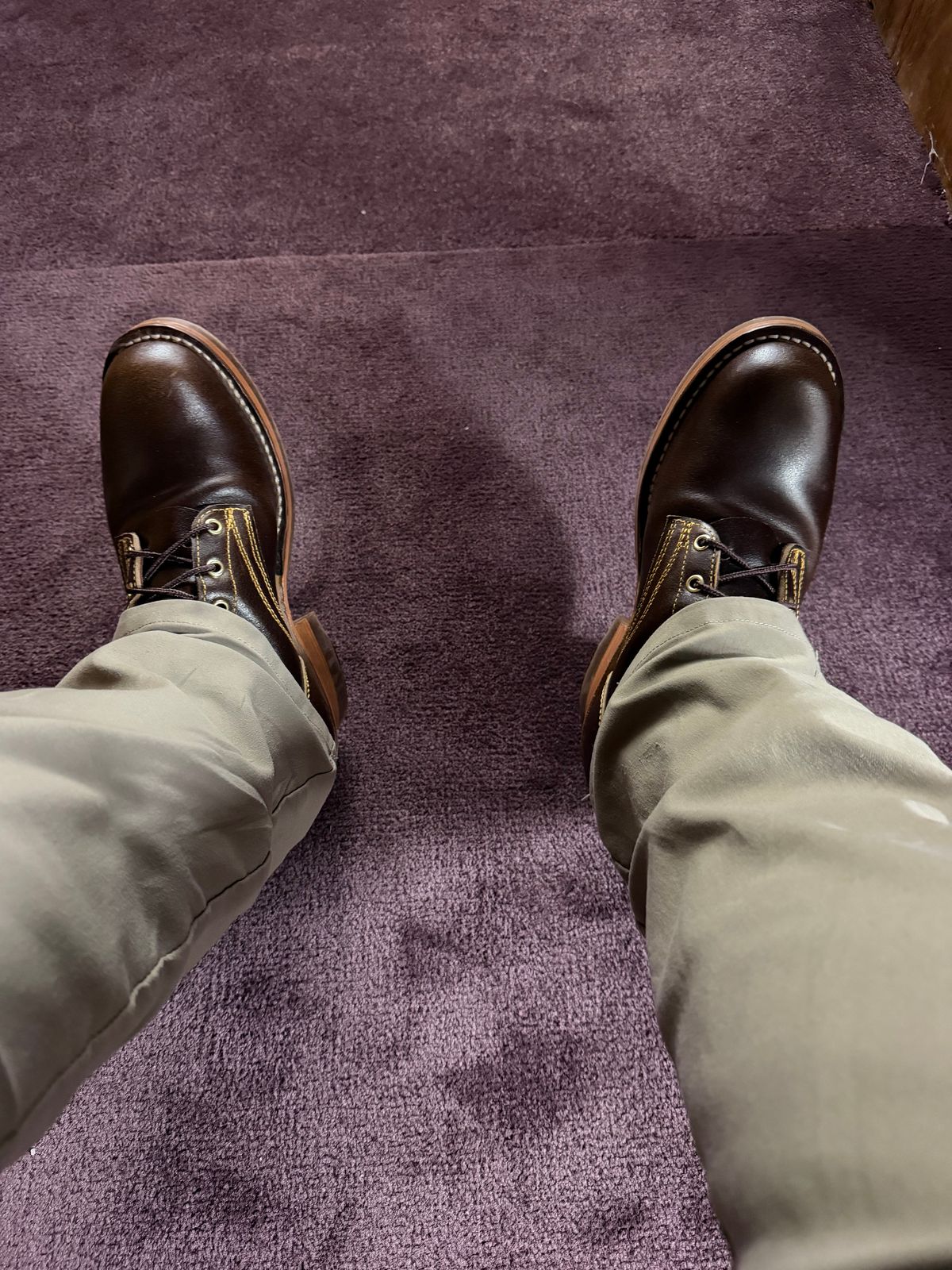 Photo by Shannmoody on February 22, 2026 of the Frank's Boots Type 2 Highlander in Horween Cinnamon Waxed Flesh.