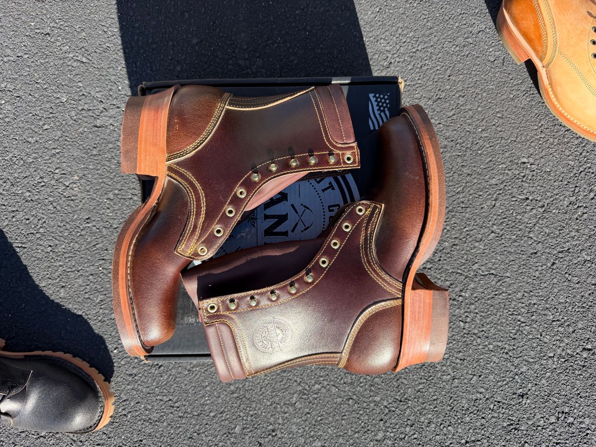 Photo by Shannmoody on February 20, 2026 of the Frank's Boots Type 2 Highlander in Horween Cinnamon Waxed Flesh.