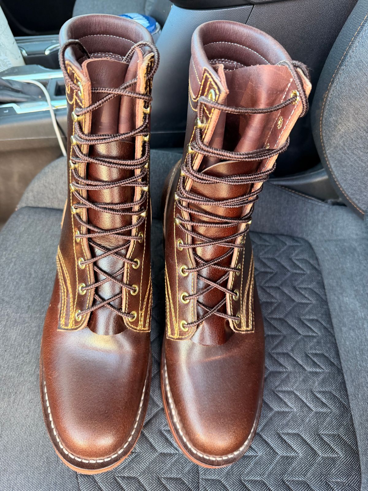 Photo by Shannmoody on February 20, 2026 of the Frank's Boots Type 2 Highlander in Horween Cinnamon Waxed Flesh.