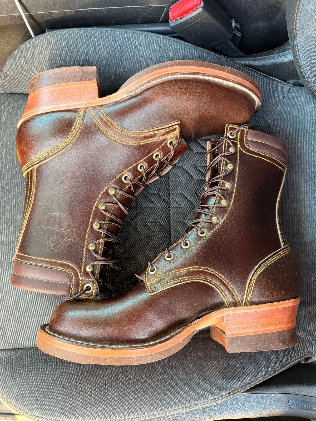 Photo by Shannmoody on February 20, 2026 of the Frank's Boots Type 2 Highlander in Horween Cinnamon Waxed Flesh.