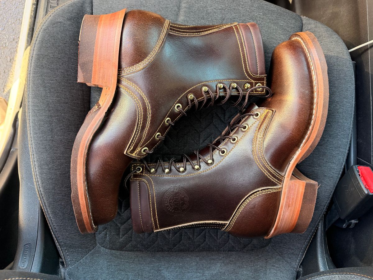 Photo by Shannmoody on February 20, 2026 of the Frank's Boots Type 2 Highlander in Horween Cinnamon Waxed Flesh.