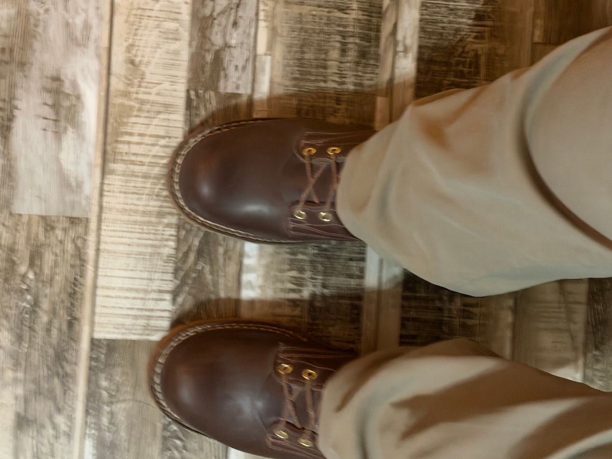 Photo by Shannmoody on December 10, 2025 of the Frank's Boots Type 1 Commander in Horween Walnut Cypress.