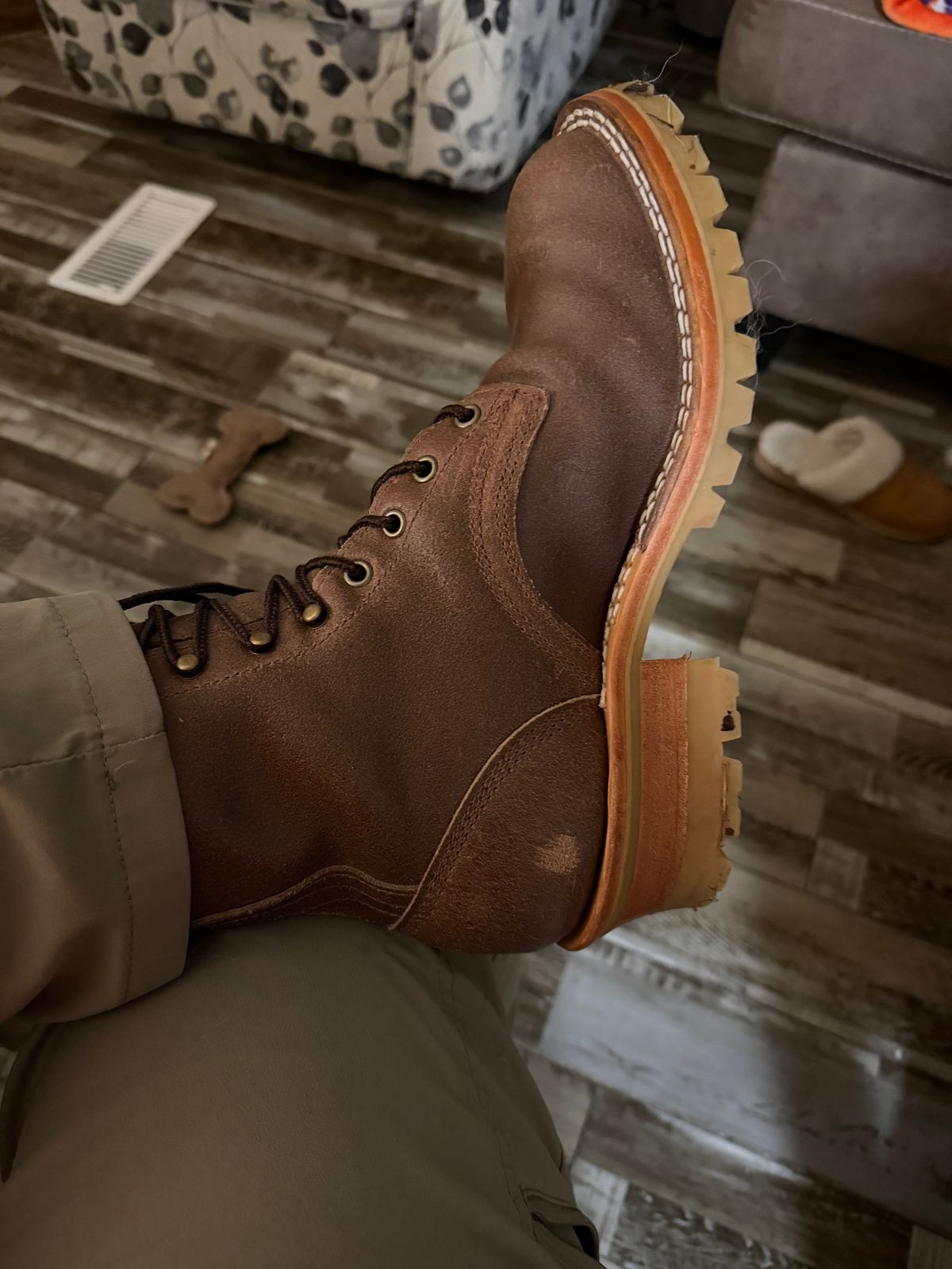 Photo by Shannmoody on February 16, 2026 of the Frank's Boots Type 2 Highlander in Horween Natural Waxed Flesh.