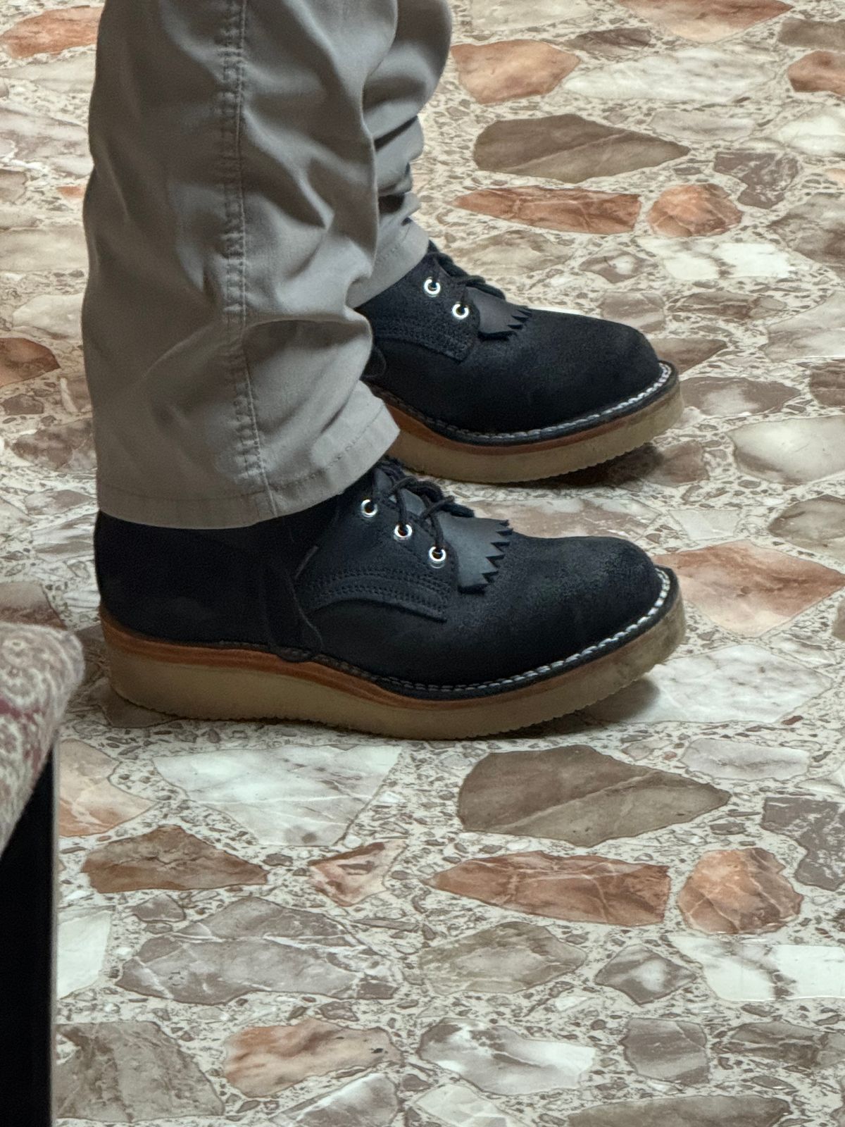 Photo by Shannmoody on June 4, 2025 of the Frank's Boots Rainier in Black Roughout Work Leather.