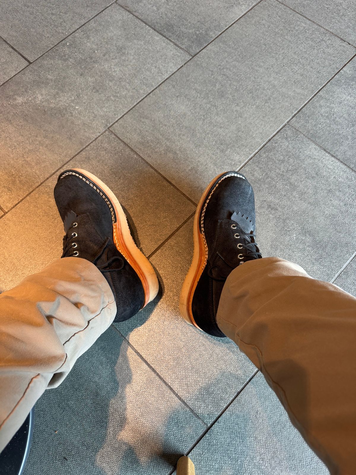 Photo by Shannmoody on June 4, 2025 of the Frank's Boots Rainier in Black Roughout Work Leather.