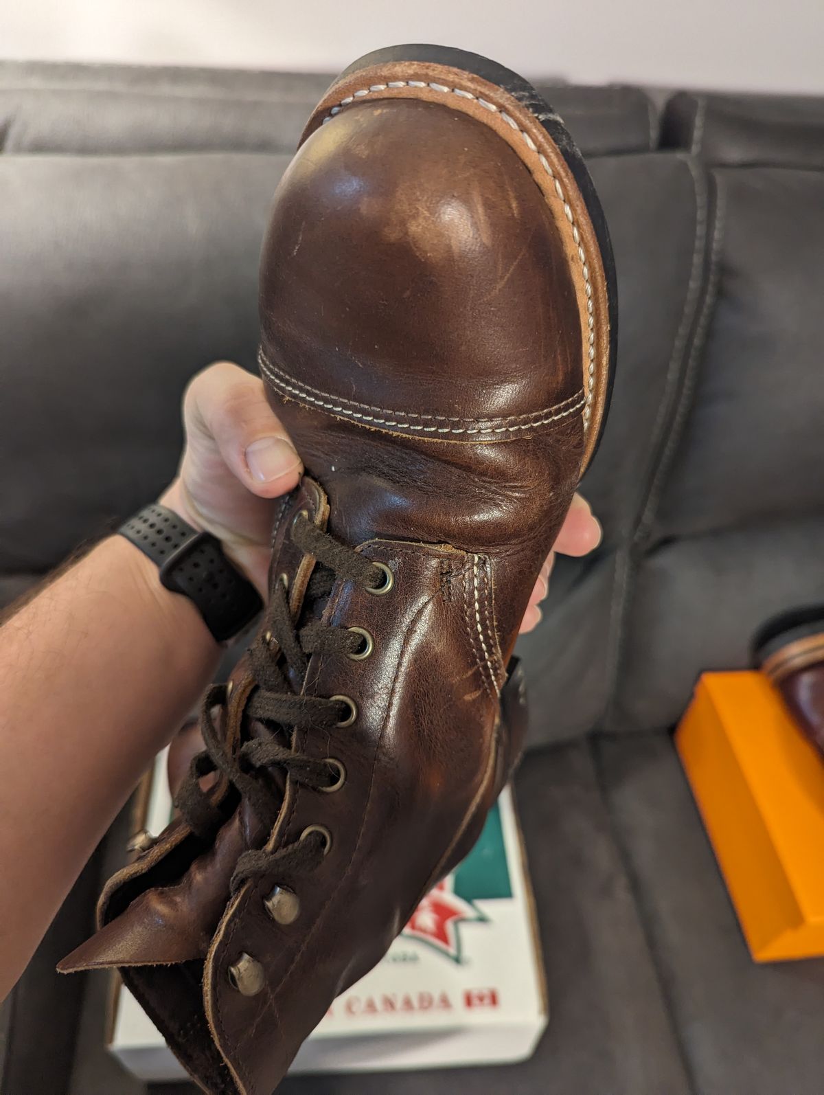 Photo by weltventurer on February 6, 2024 of the Canada West Boots WM. Moorby 2817 in Pecan Tumbled.