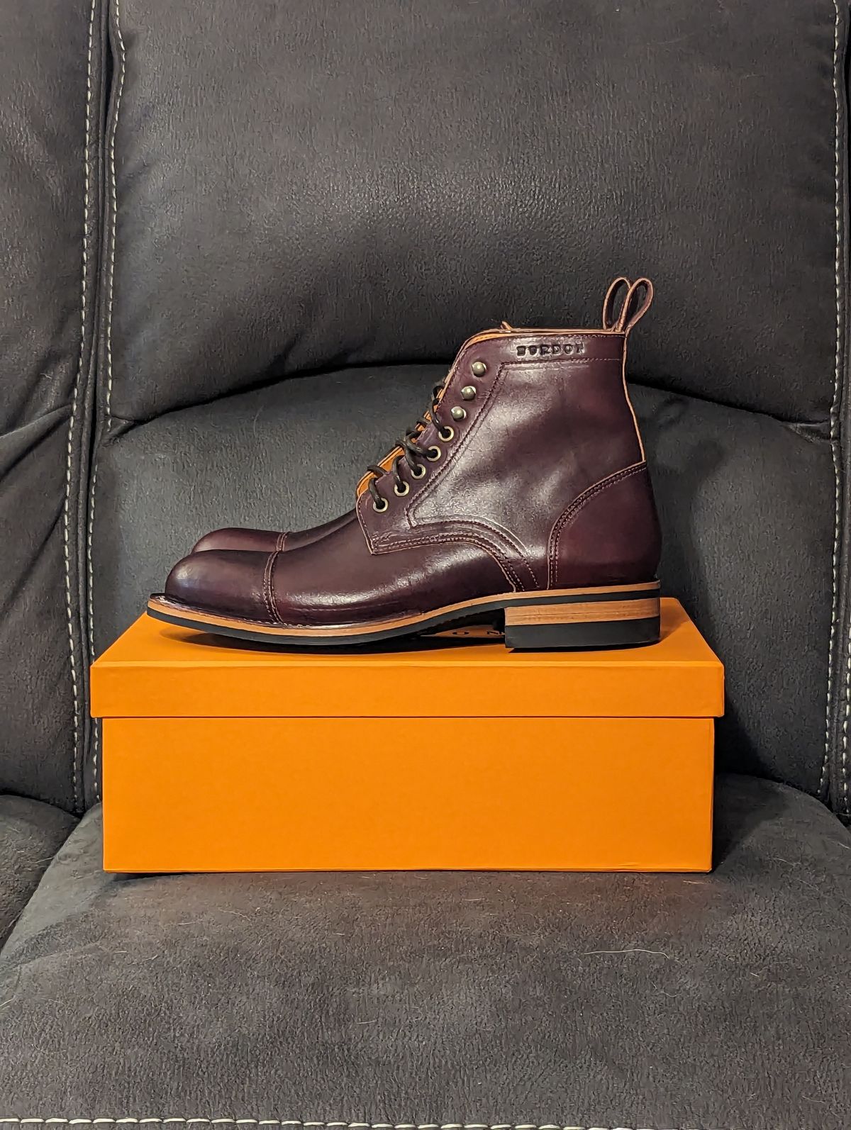 Photo by weltventurer on October 3, 2023 of the Bordon Tukano Boots in Wickett & Craig Burgundy Oiled Latigo.