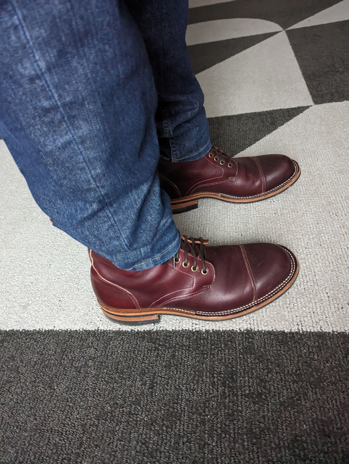 Photo by weltventurer on November 3, 2023 of the Bordon Tukano Boots in Wickett & Craig Burgundy Oiled Latigo.