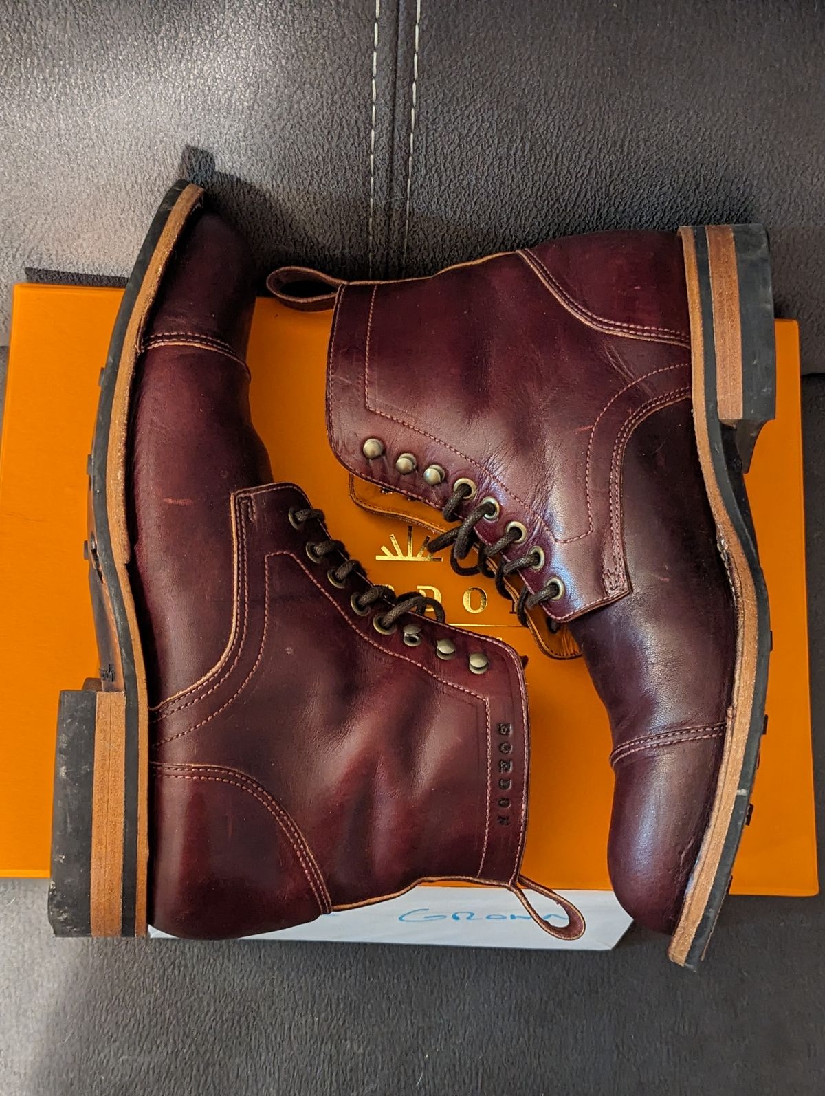 Photo by weltventurer on November 3, 2023 of the Bordon Tukano Boots in Wickett & Craig Burgundy Oiled Latigo.