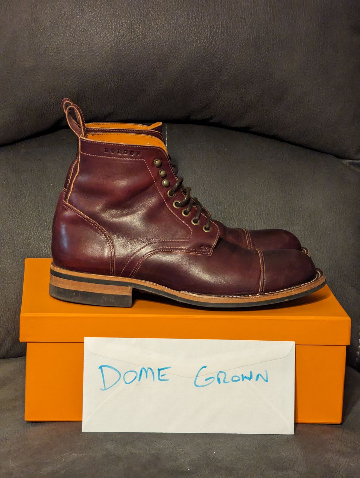 Photo by weltventurer on November 3, 2023 of the Bordon Tukano Boots in Wickett & Craig Burgundy Oiled Latigo.