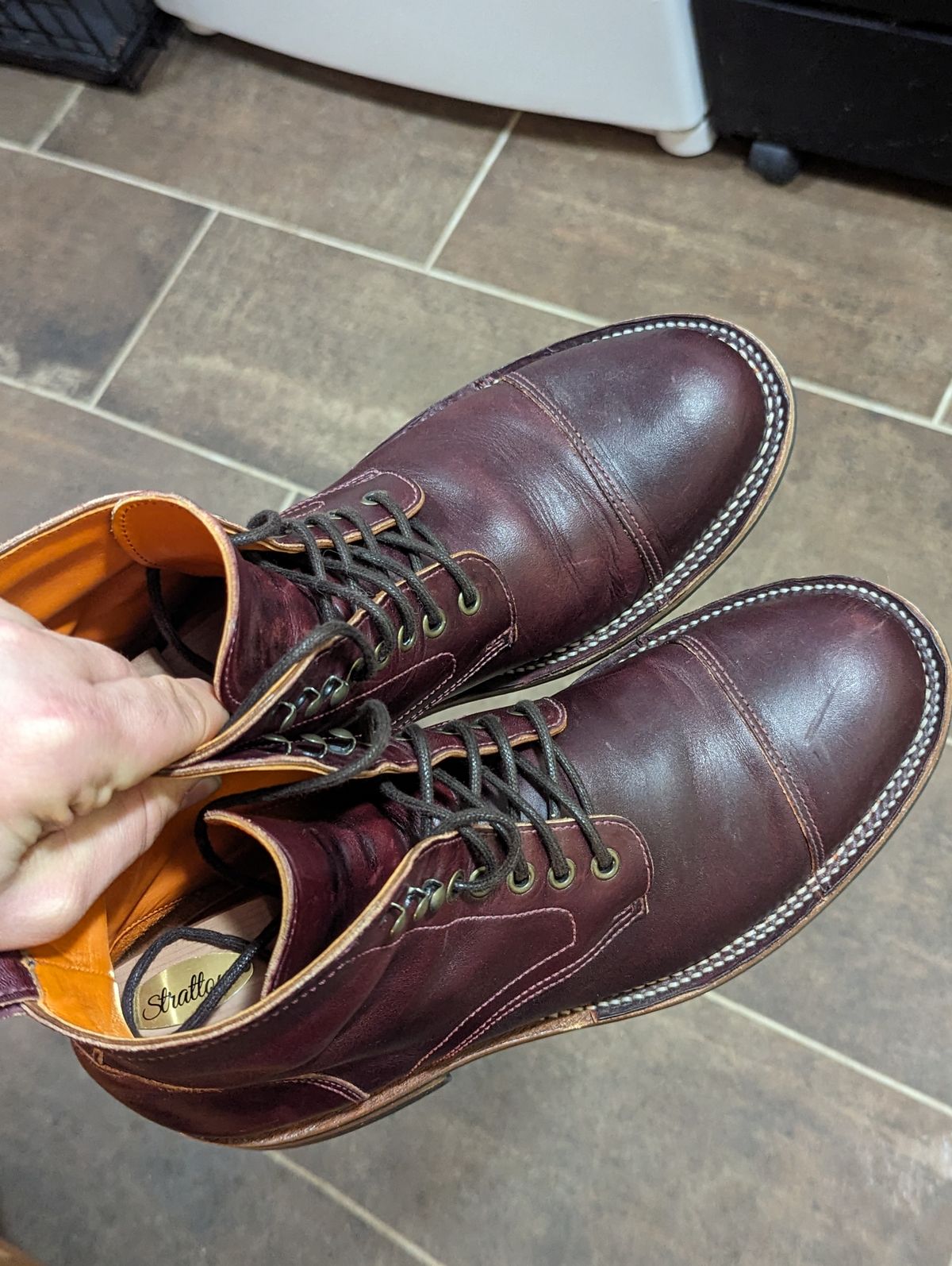 Photo by weltventurer on December 4, 2023 of the Bordon Tukano Boots in Wickett & Craig Burgundy Oiled Latigo.