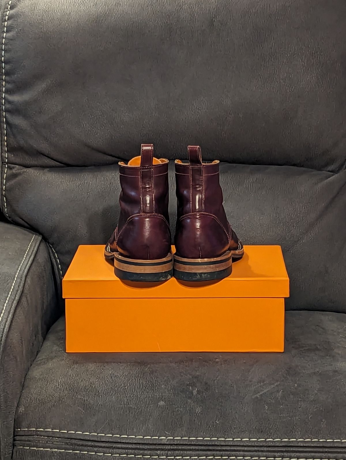 Photo by weltventurer on December 4, 2023 of the Bordon Tukano Boots in Wickett & Craig Burgundy Oiled Latigo.