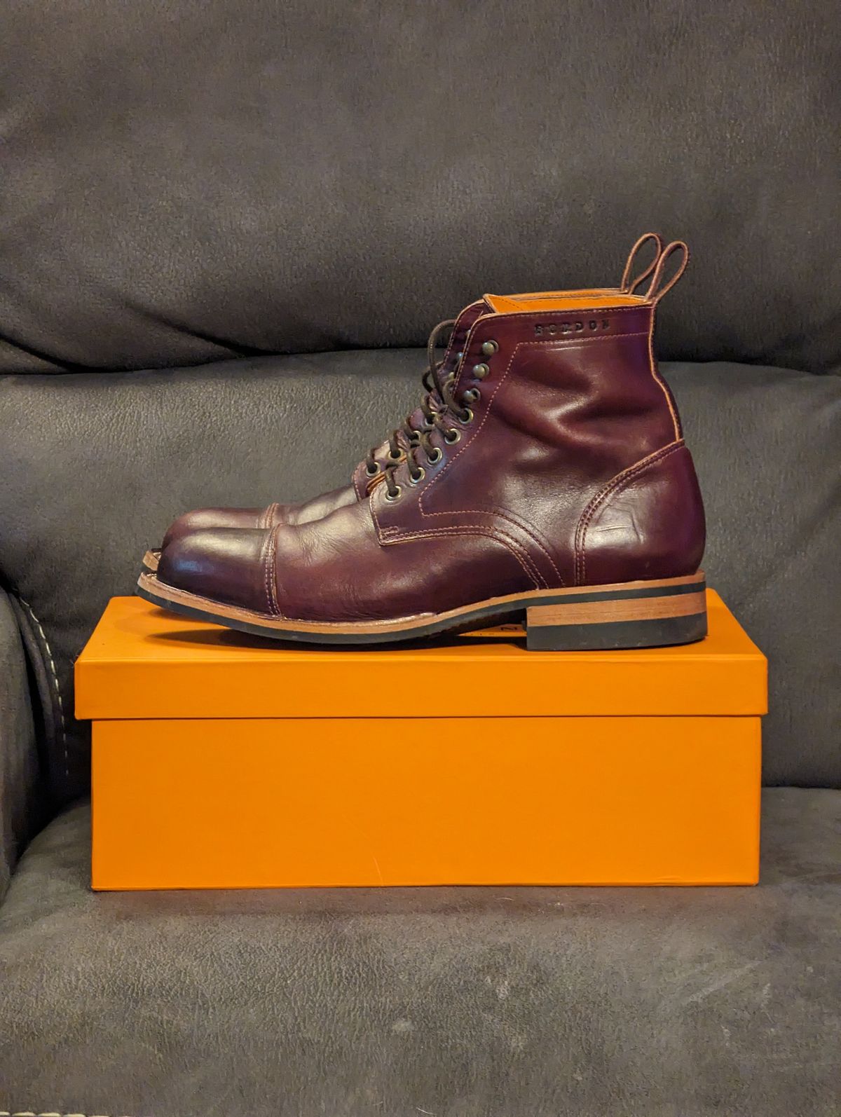 Photo by weltventurer on December 4, 2023 of the Bordon Tukano Boots in Wickett & Craig Burgundy Oiled Latigo.