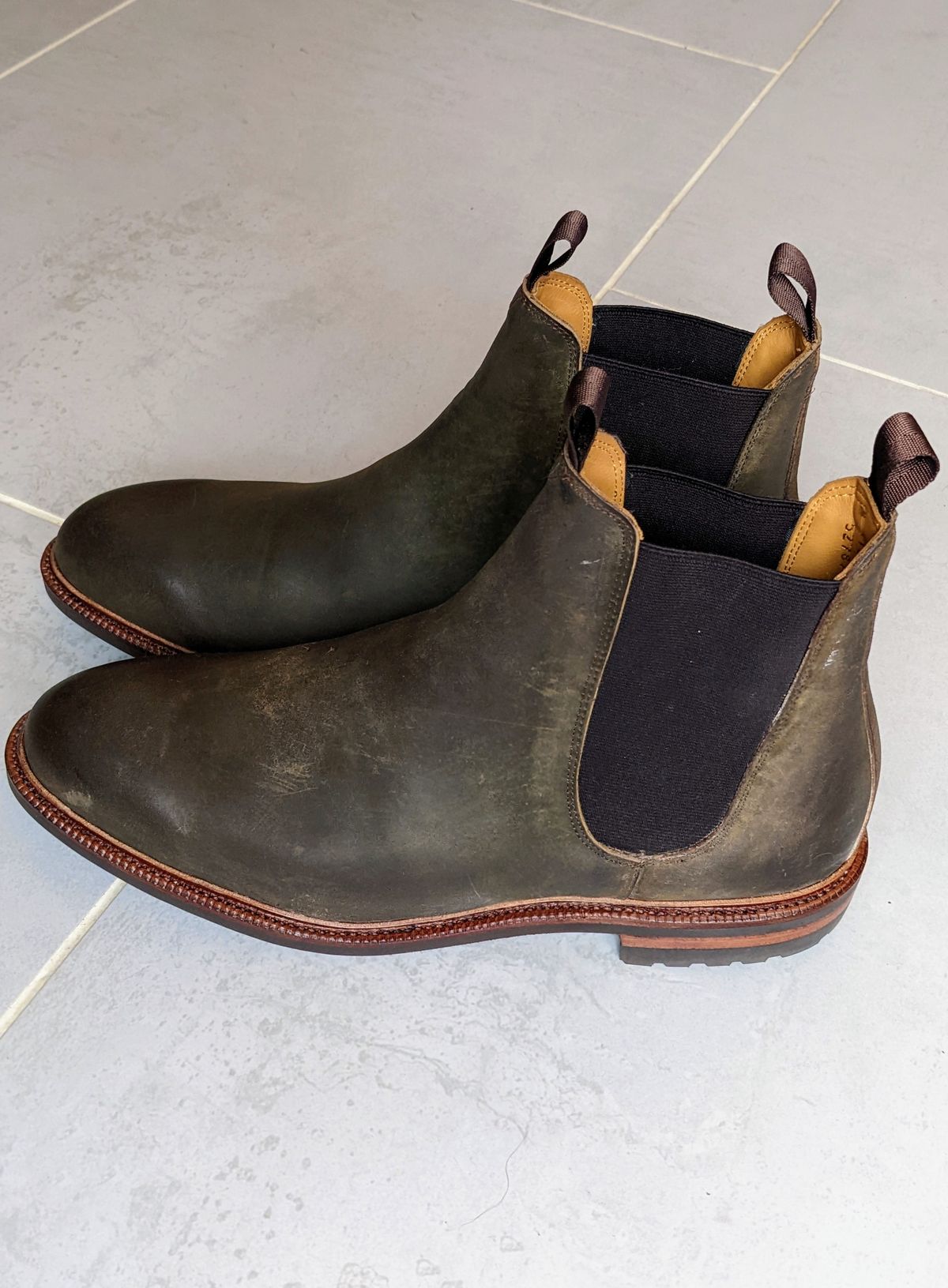 Photo by ganelo on October 1, 2022 of the Meermin Chelsea Boot in Caper Green Waxy Shell Cordovan.