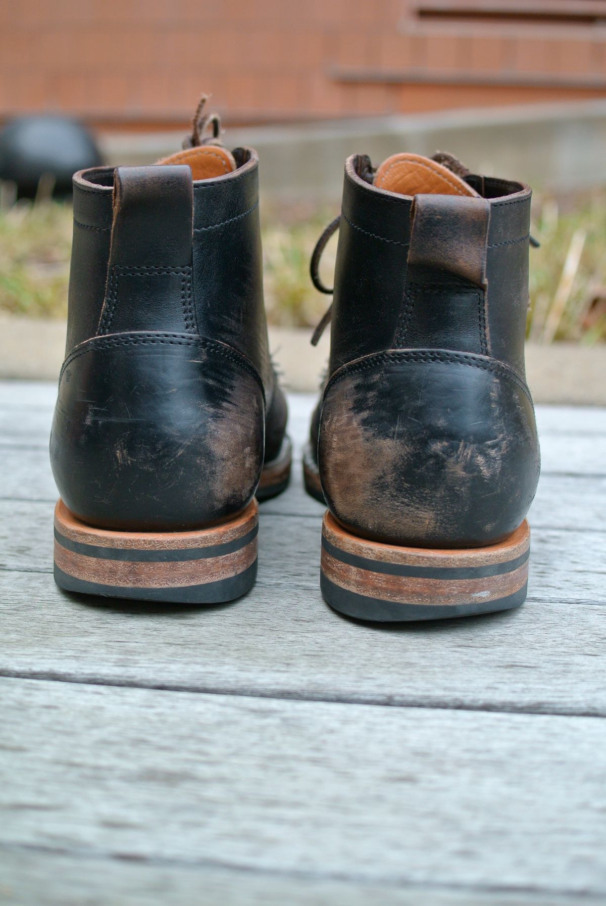 Photo by nootboot on February 4, 2023 of the Viberg Service Boot BCT in Maryam Black Teacore Horsebutt.