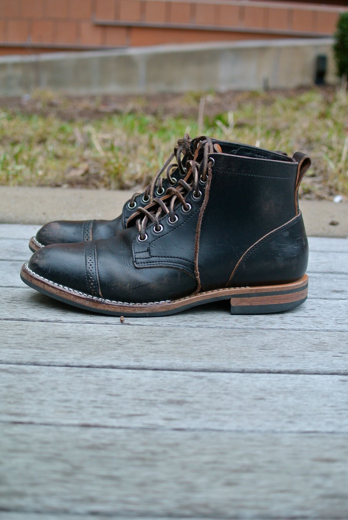 Photo by nootboot on February 4, 2023 of the Viberg Service Boot BCT in Maryam Black Teacore Horsebutt.