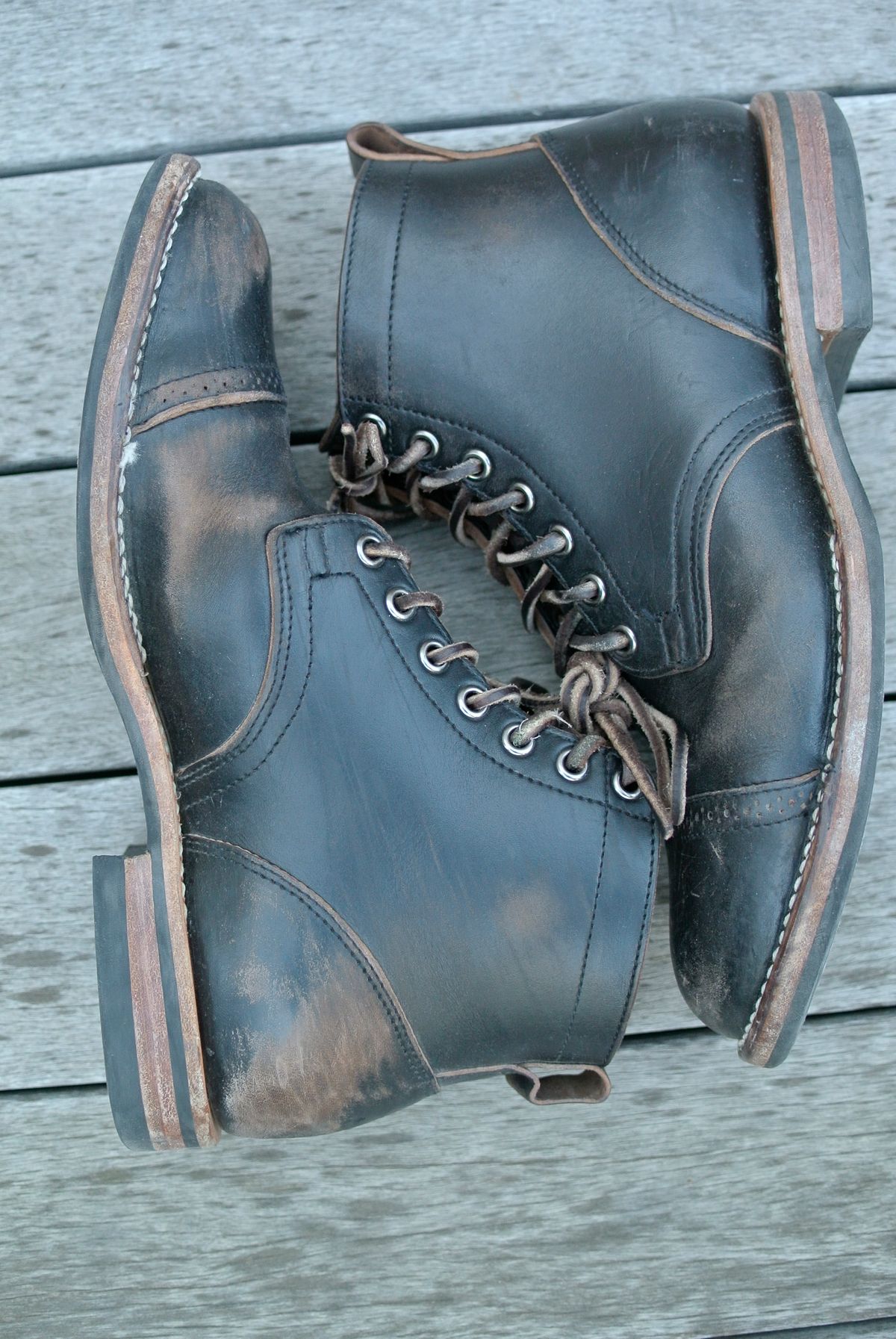 Photo by nootboot on March 4, 2023 of the Viberg Service Boot BCT in Maryam Black Teacore Horsebutt.
