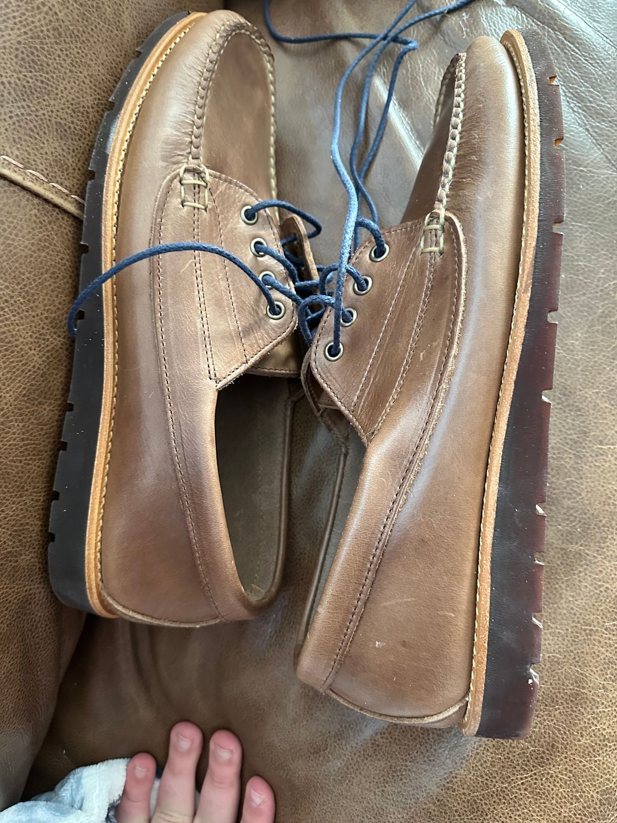 Photo by edtompkins on October 9, 2023 of the Rancourt & Co. Baxter Ranger Moc in Horween Natural Chromexcel.
