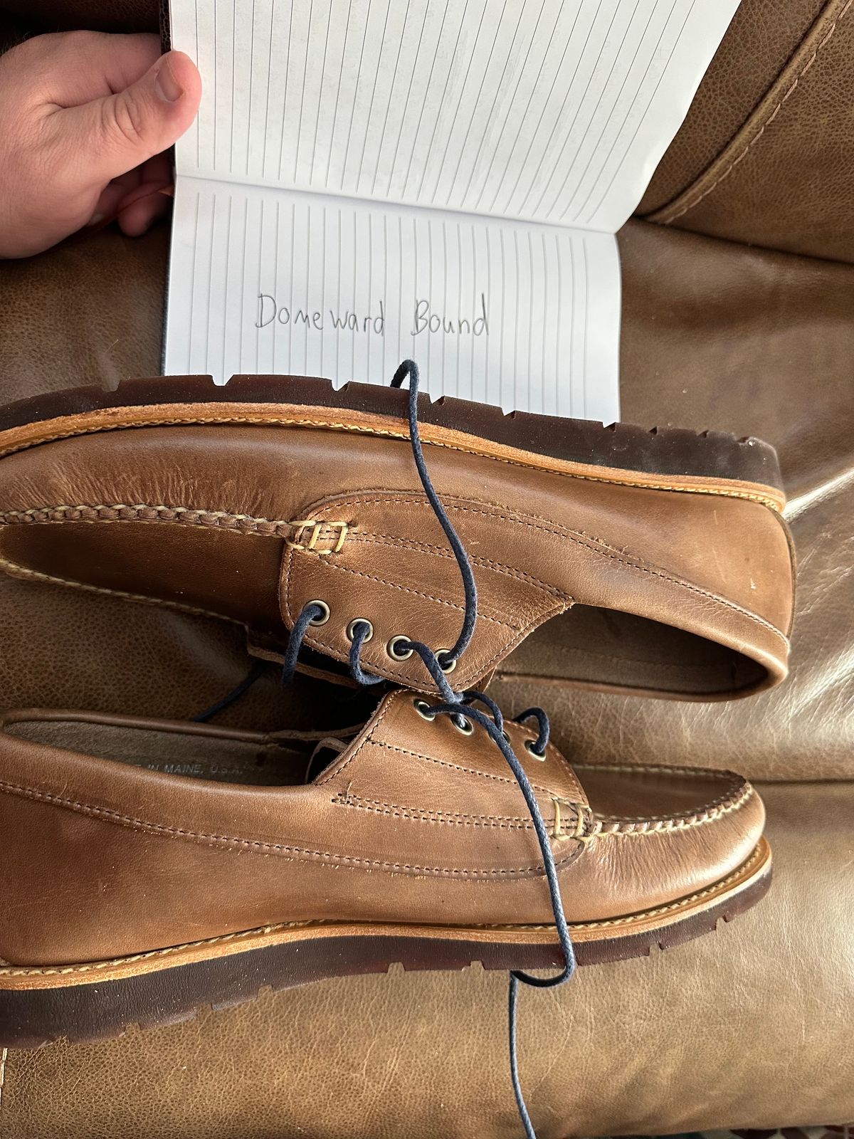 Photo by edtompkins on October 9, 2023 of the Rancourt & Co. Baxter Ranger Moc in Horween Natural Chromexcel.