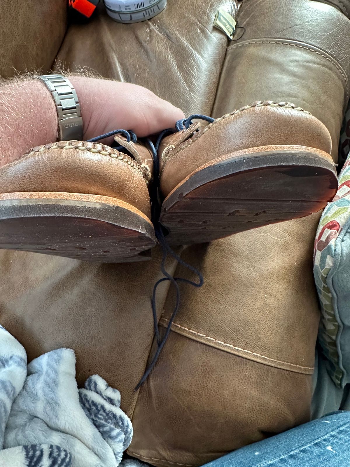 Photo by edtompkins on October 9, 2023 of the Rancourt & Co. Baxter Ranger Moc in Horween Natural Chromexcel.