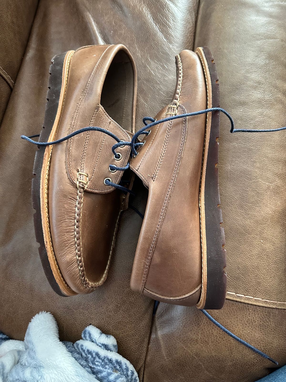 Photo by edtompkins on October 9, 2023 of the Rancourt & Co. Baxter Ranger Moc in Horween Natural Chromexcel.