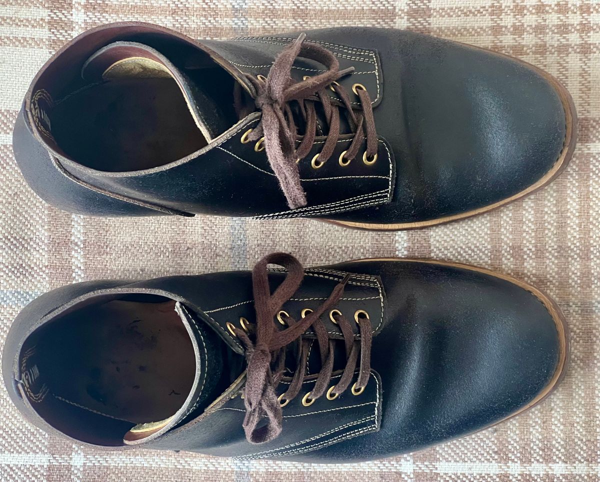 Photo by the_duke on April 3, 2024 of the Sagara Boondocker in Horween Black Waxed Flesh.