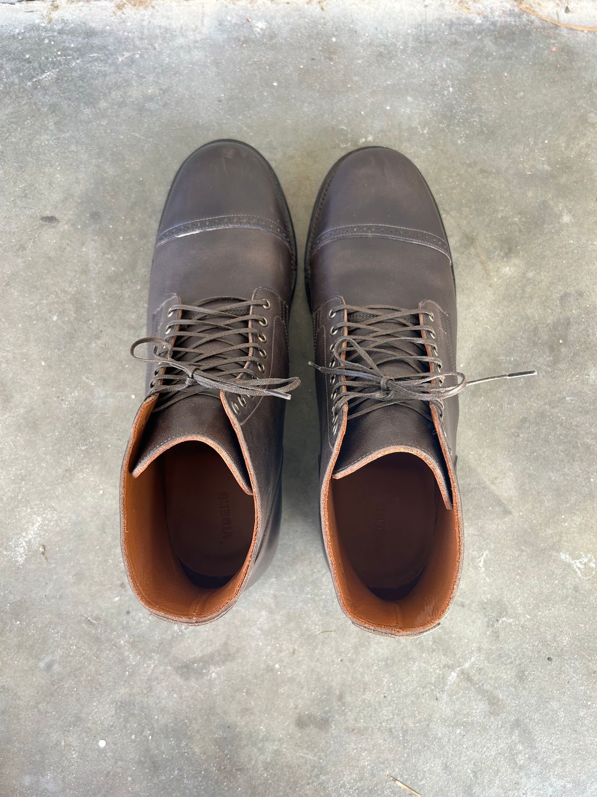 Photo by knucklegame on October 1, 2023 of the Viberg Service Boot in Maryam T. Moro Horsebutt.
