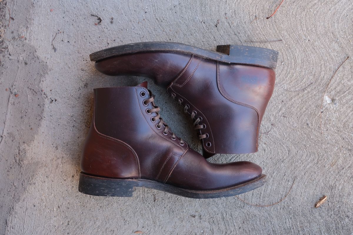 Photo by danadd94 on January 5, 2024 of the Viberg x Himel Ammunition Boot in Comipel Brown Horsebutt.