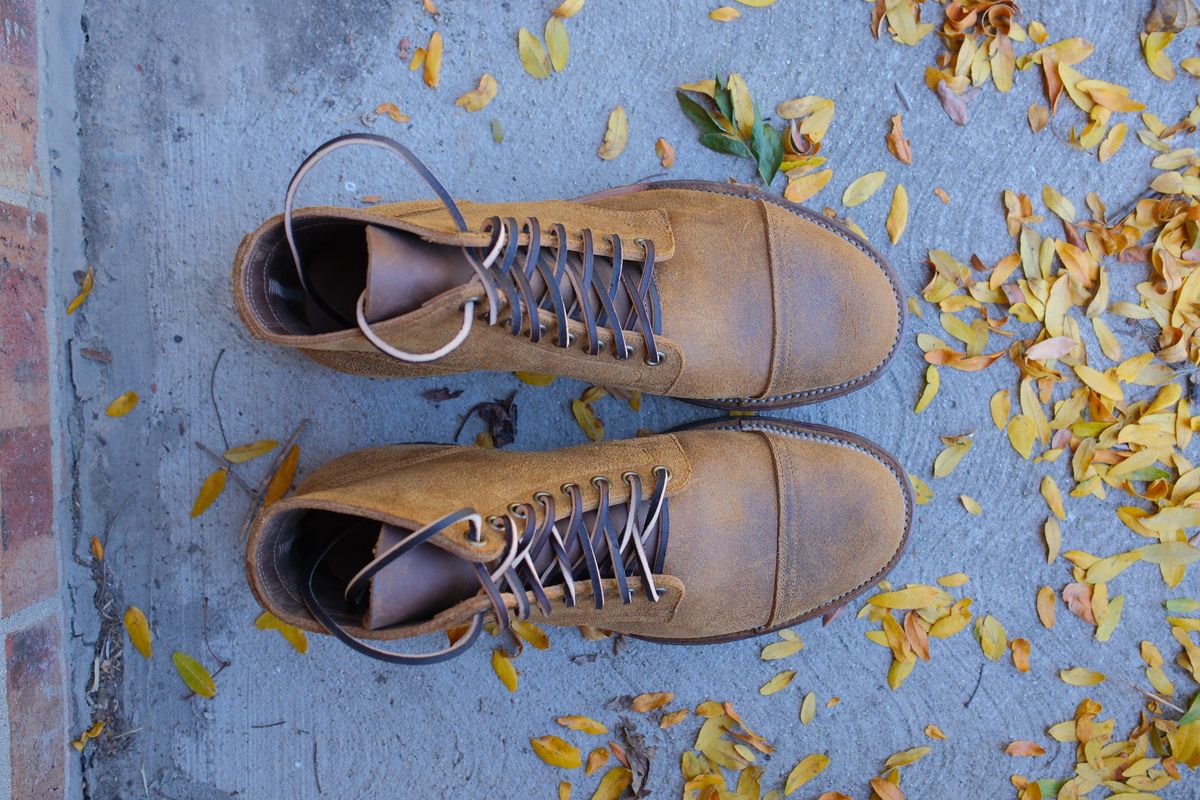 Photo by danadd94 on October 1, 2024 of the Viberg Service Boot in Horween Wheat Predator Roughout.