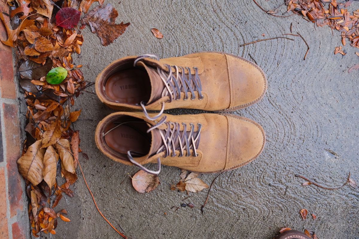 Photo by danadd94 on November 6, 2024 of the Viberg Service Boot in Horween Wheat Predator Roughout.
