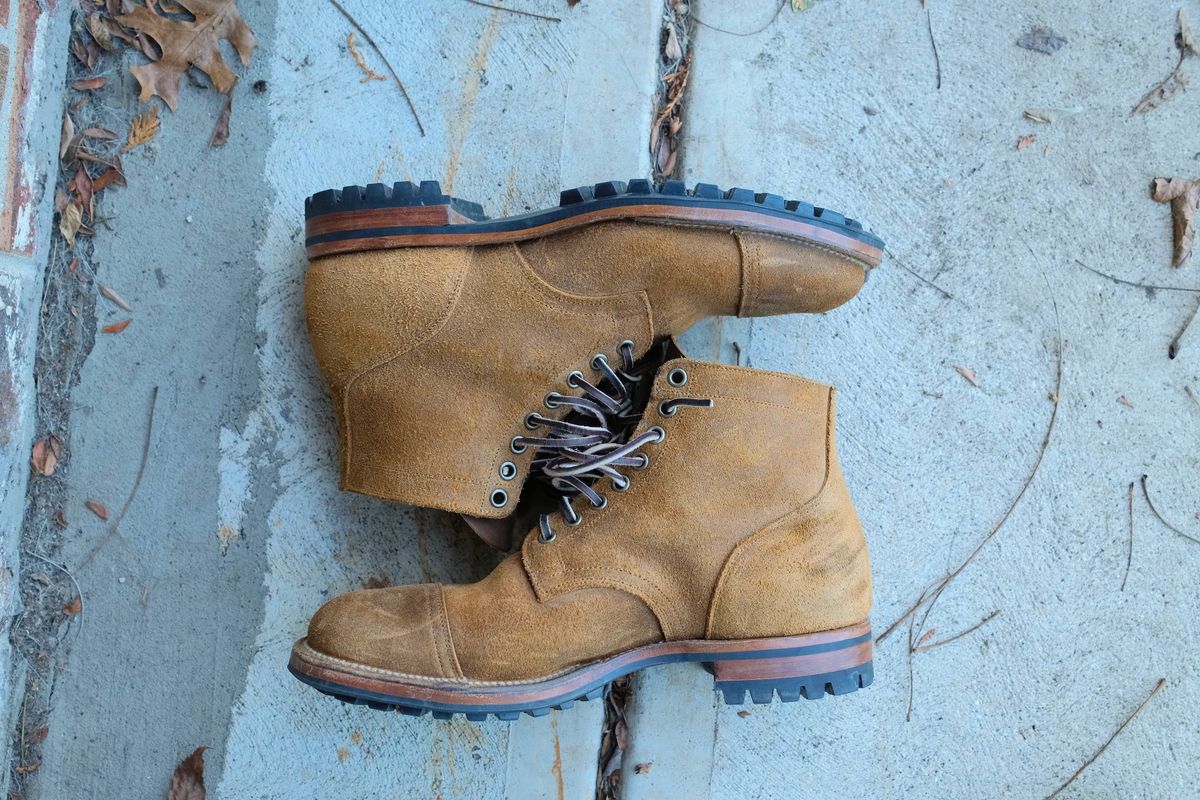 Photo by danadd94 on December 5, 2024 of the Viberg Service Boot in Horween Wheat Predator Roughout.