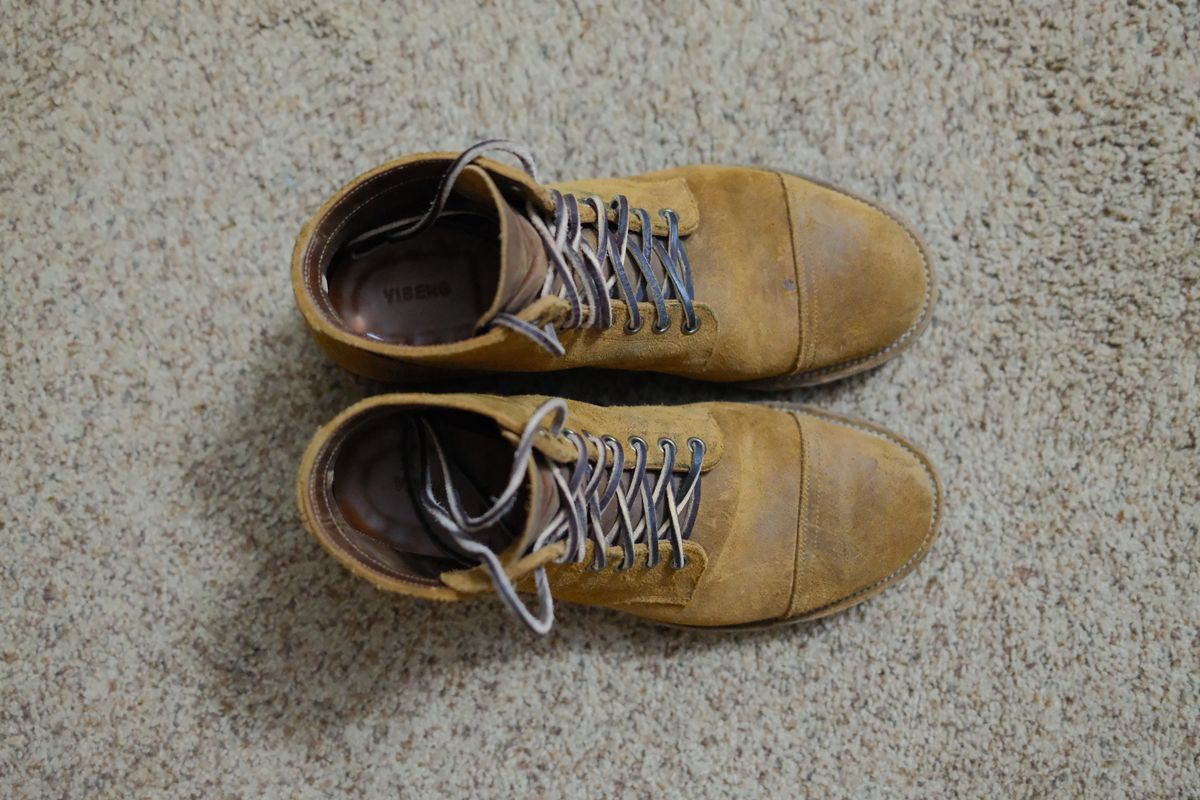 Photo by danadd94 on January 6, 2025 of the Viberg Service Boot in Horween Wheat Predator Roughout.