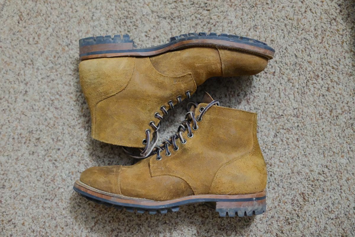 Photo by danadd94 on January 6, 2025 of the Viberg Service Boot in Horween Wheat Predator Roughout.