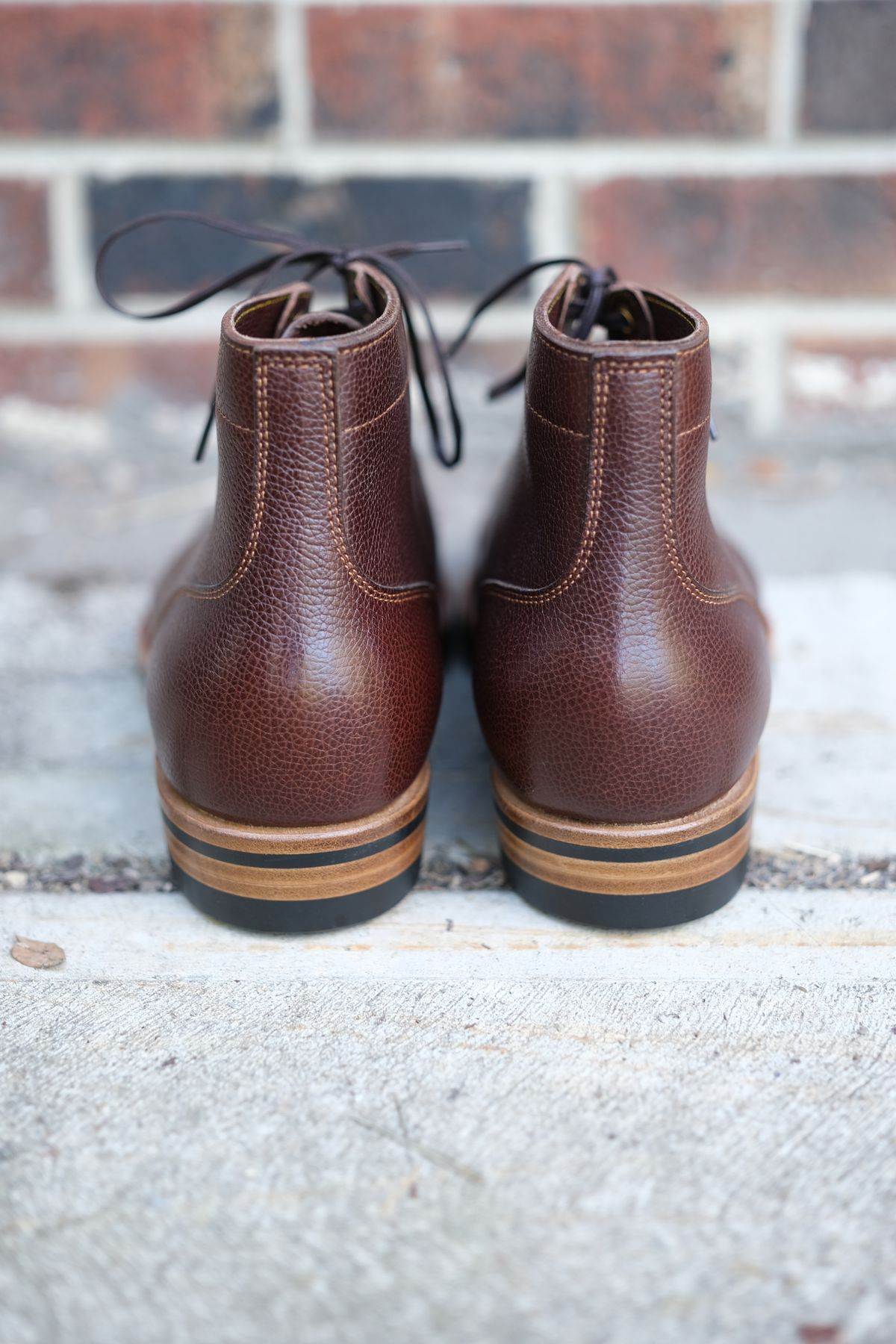 Photo by danadd94 on October 1, 2022 of the Iron Boots Devil Dog in D'Annonay Pebbled Rosewood Calf.
